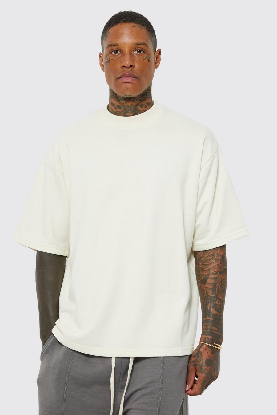 Oversize Sweatshirt mit kurzen Ärmeln, Ecru image number 1