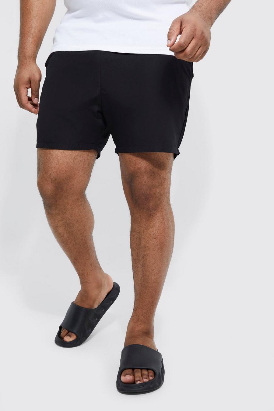 Black svart Plus Mid Length Plain Swim Shorts  image number 1