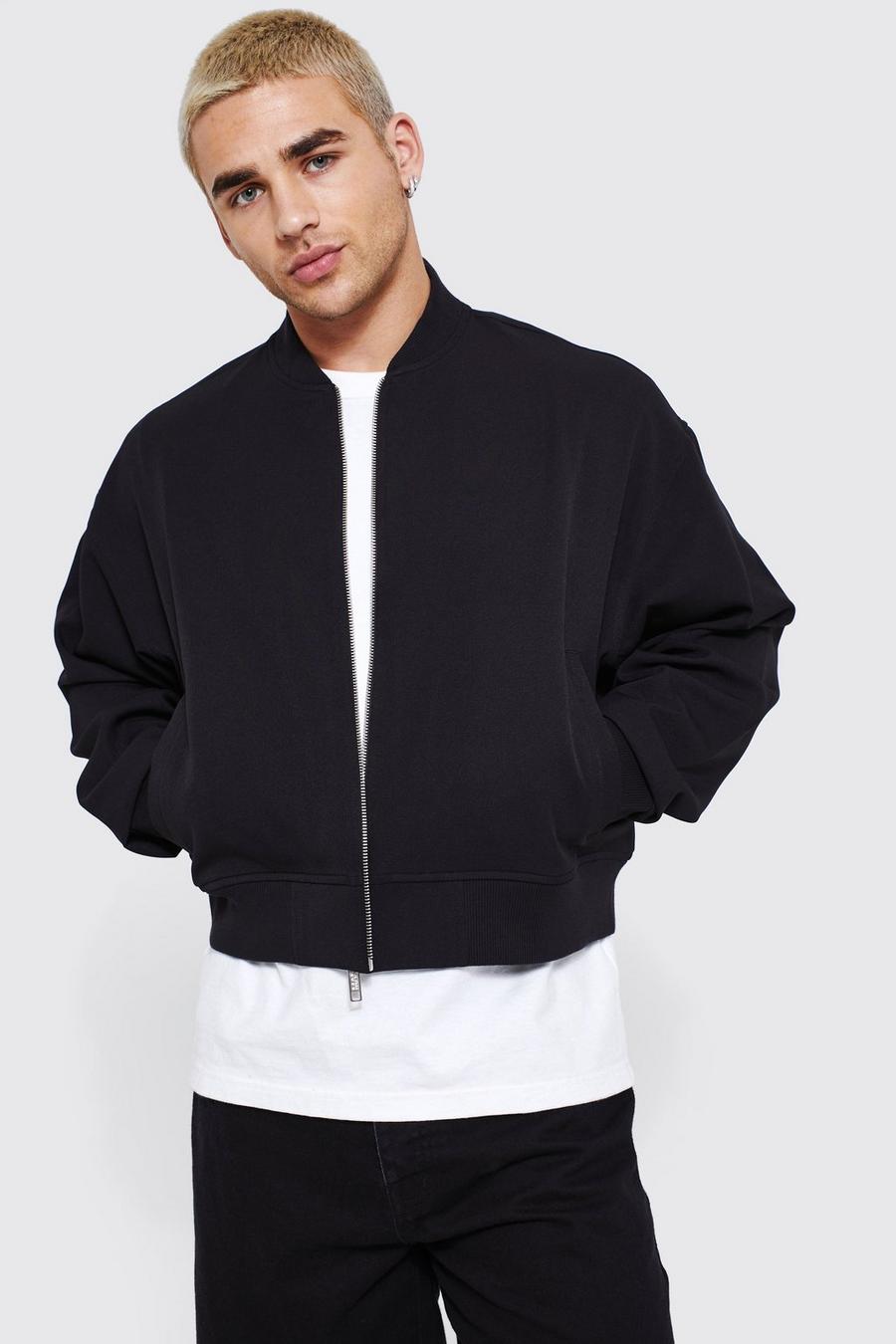 Black Stretch Boxy Bomber image number 1