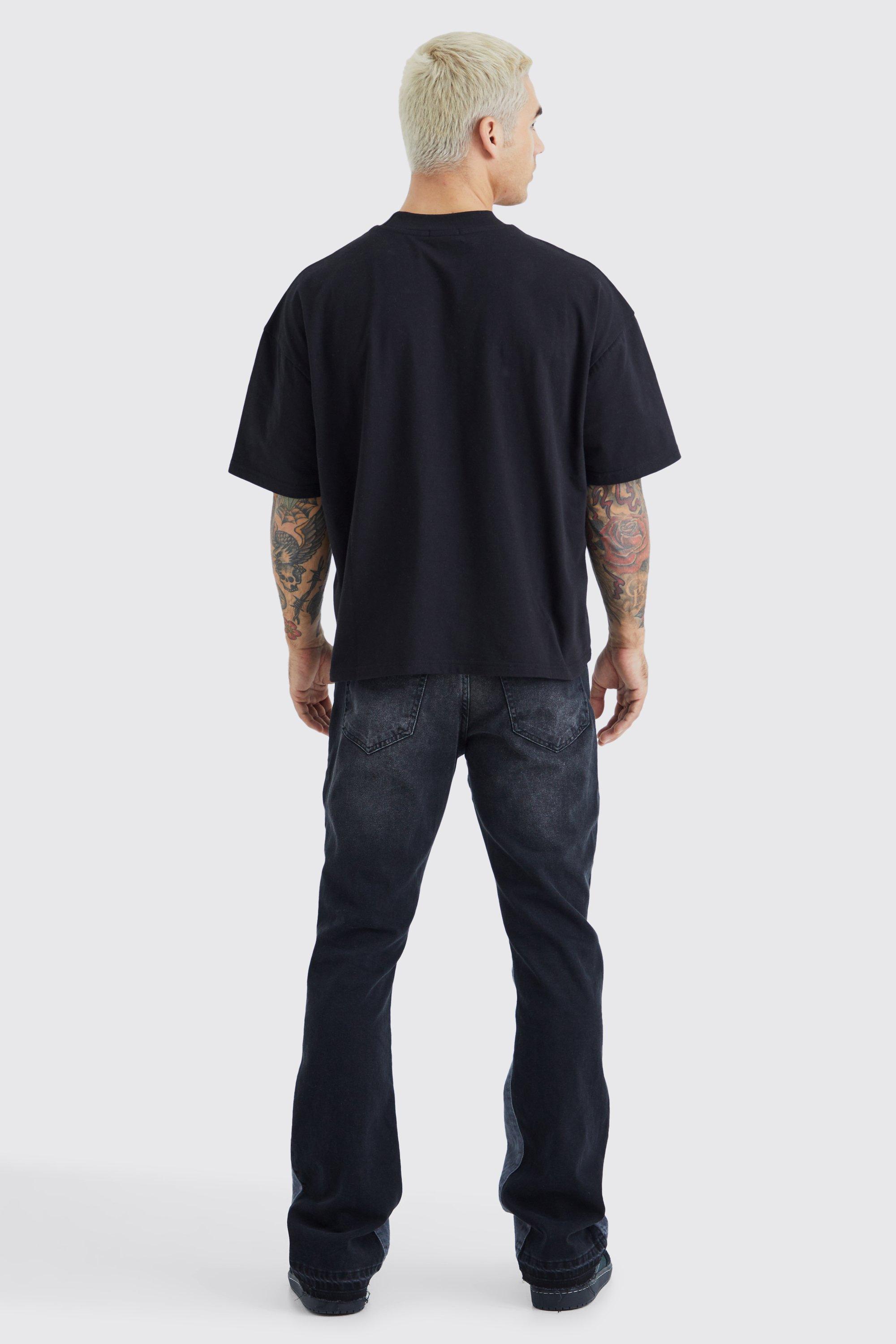 【【boohoo】スリムフレア ダメージパネル ジーンズ bmm39825_ice blue_xl?$