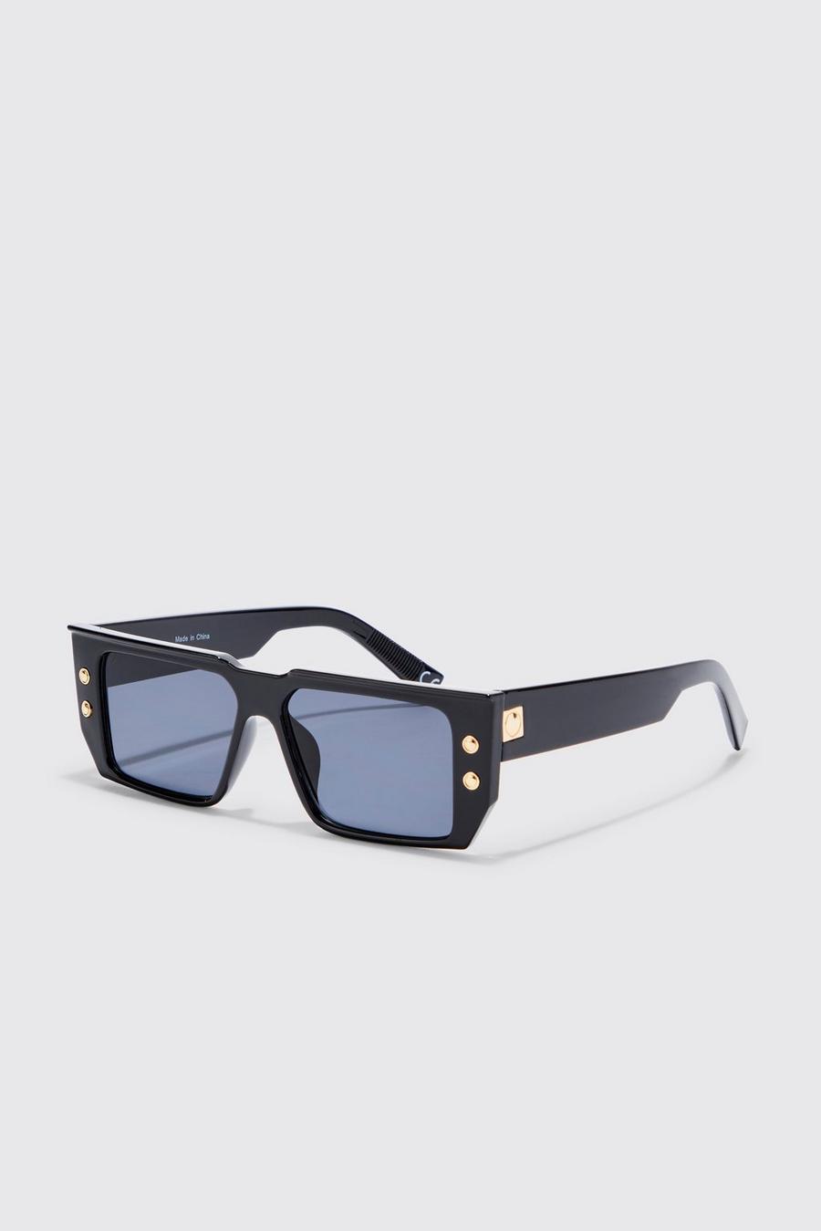 Eckige Retro-Sonnenbrille, Black schwarz