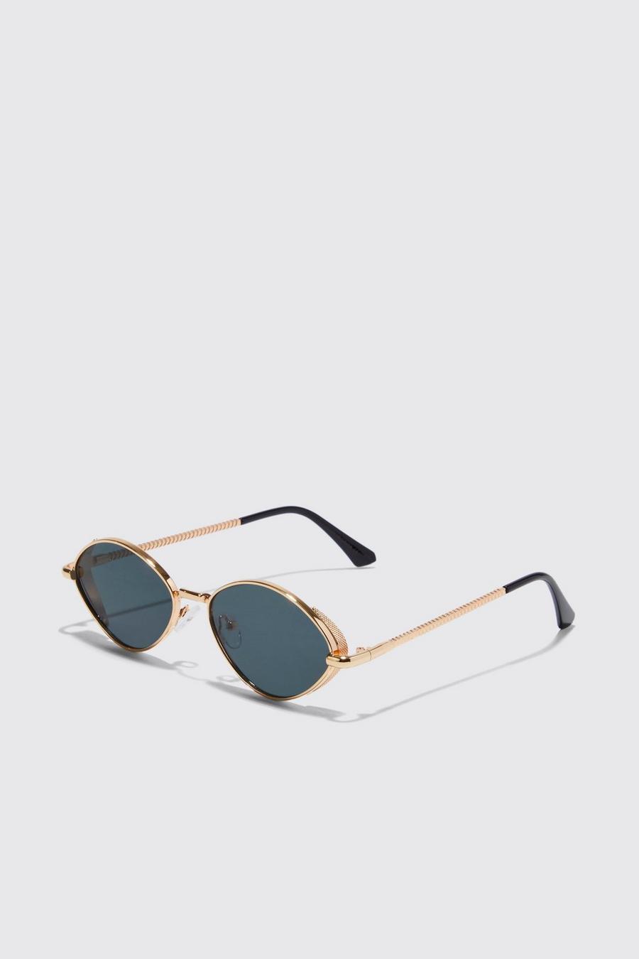 Gold Oval Lens Retro Sunglasses image number 1
