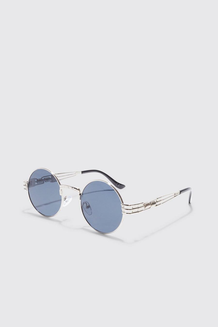 Silver Round Retro Sunglasses