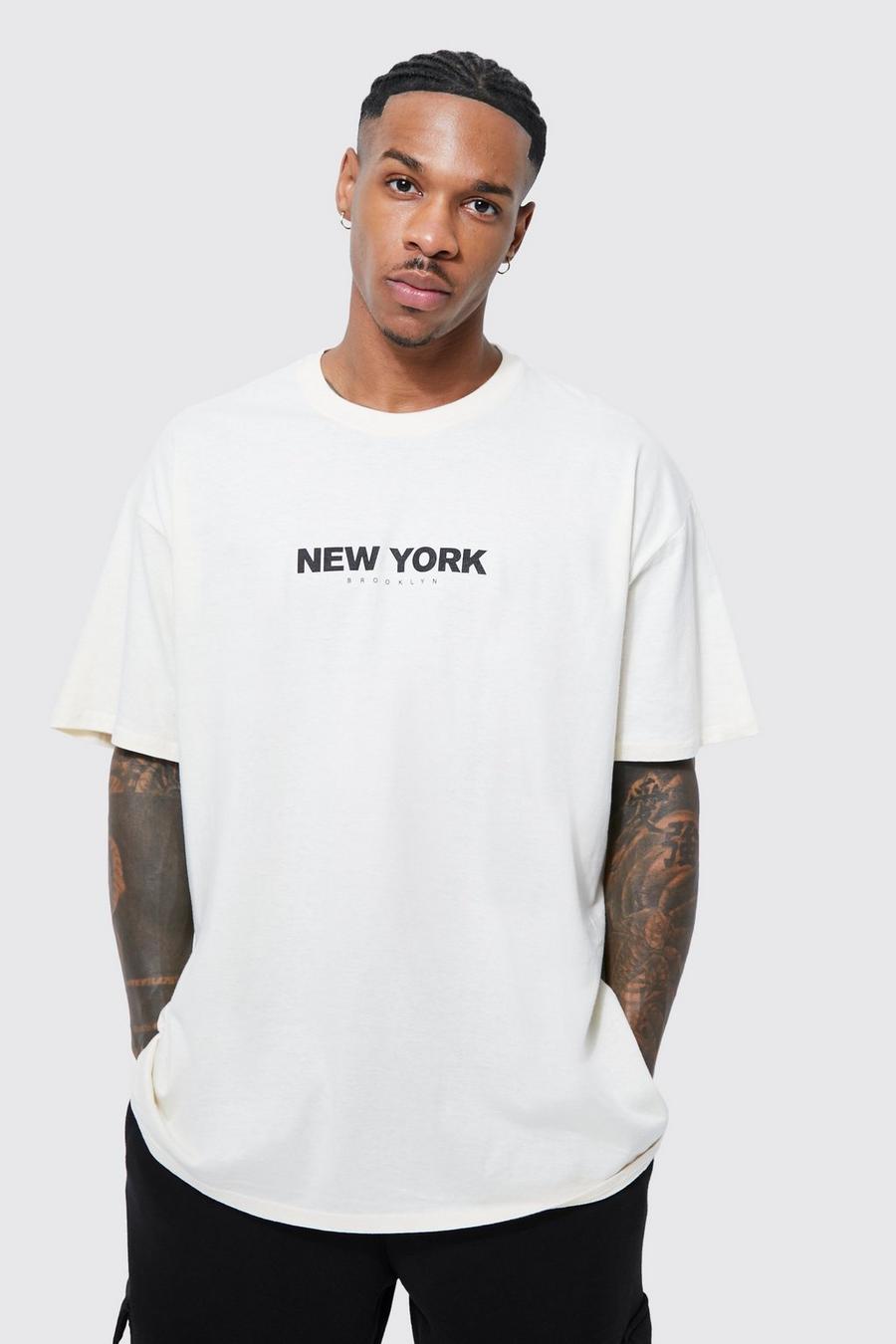 White Oversized New York Print T-shirt image number 1