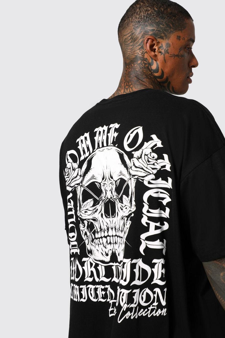 Black Oversized Skull Graphic T-shirt