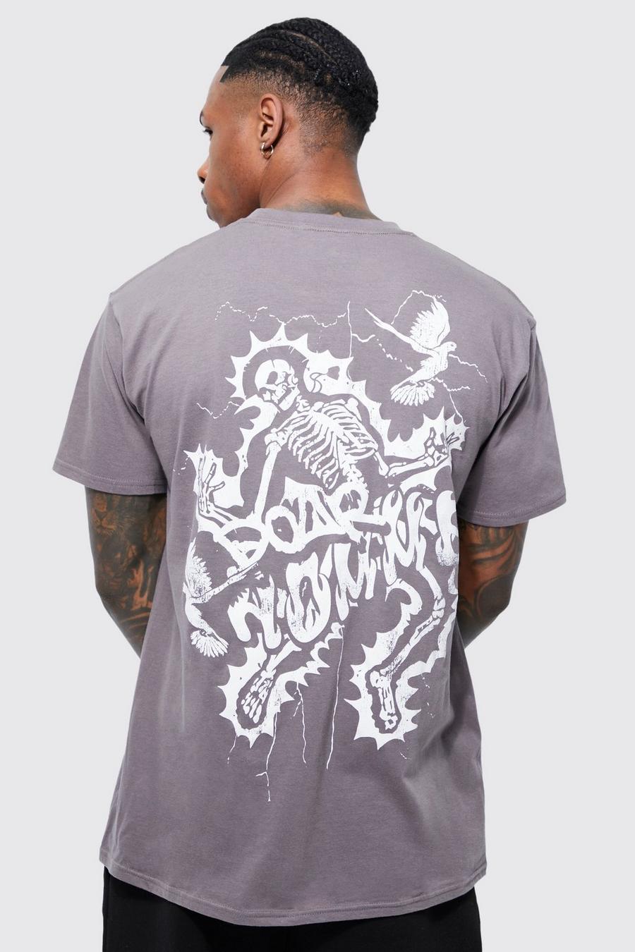 Grey Skeleton Graphic T-shirt image number 1