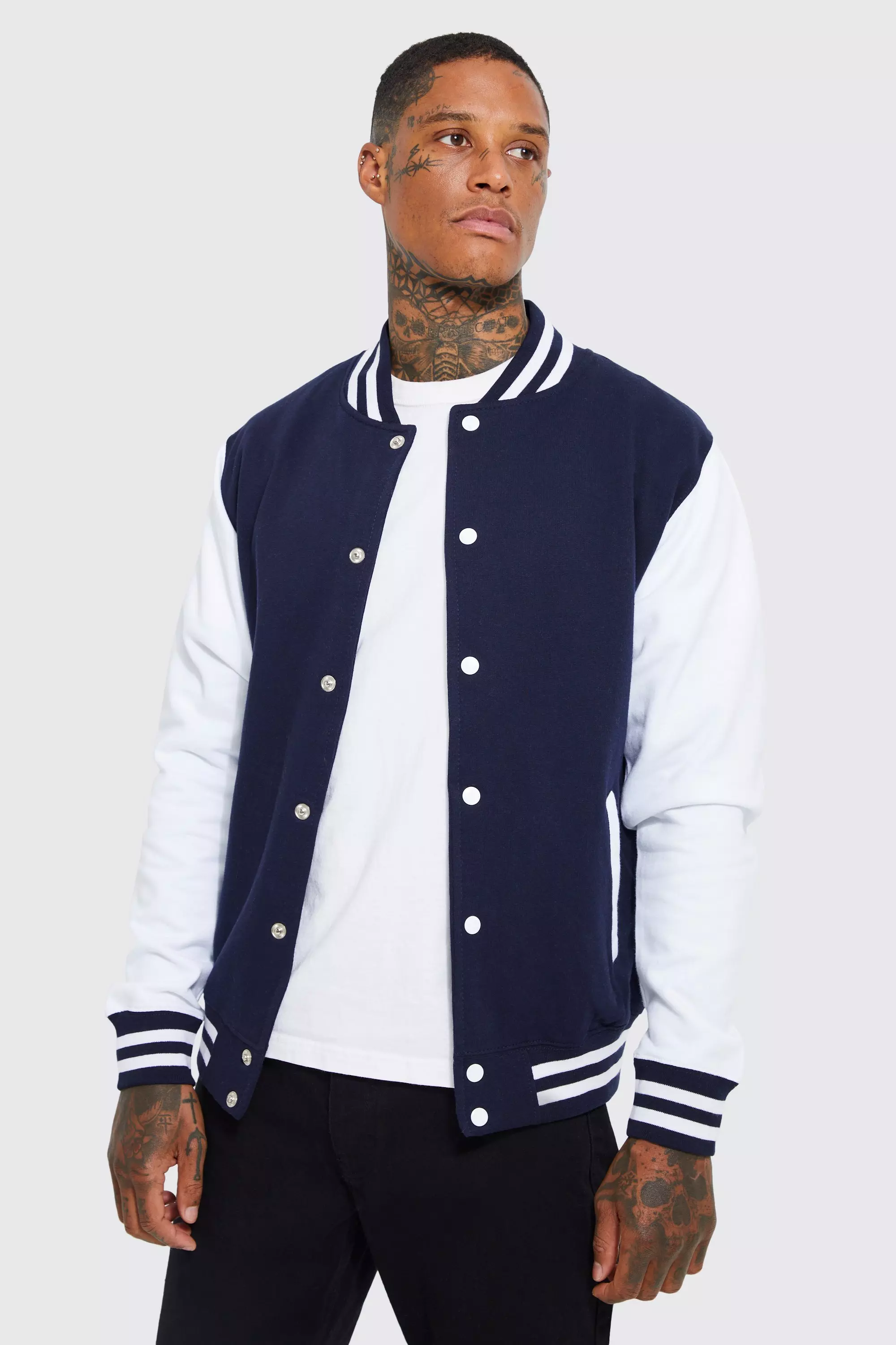Navy Jersey Varsity Jacket alternative image