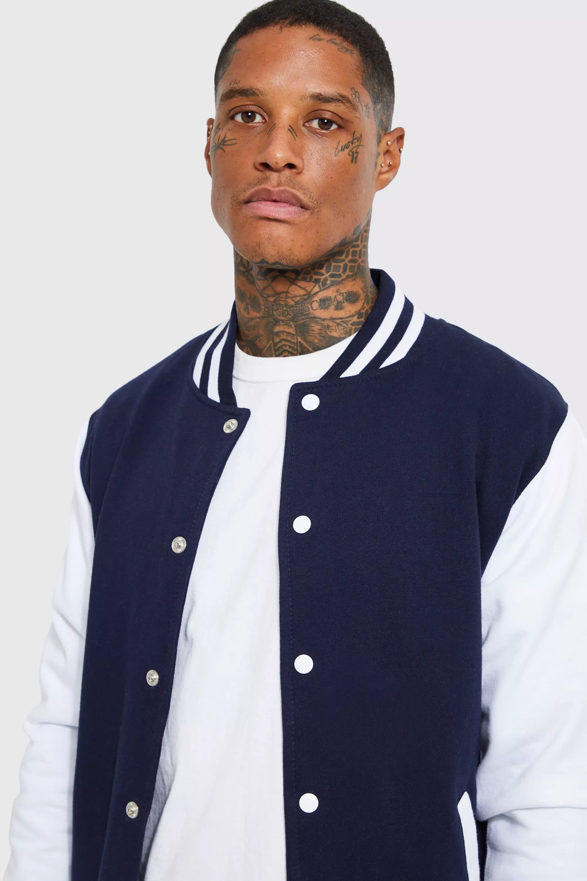 Navy Jersey Varsity Jacket alternative image