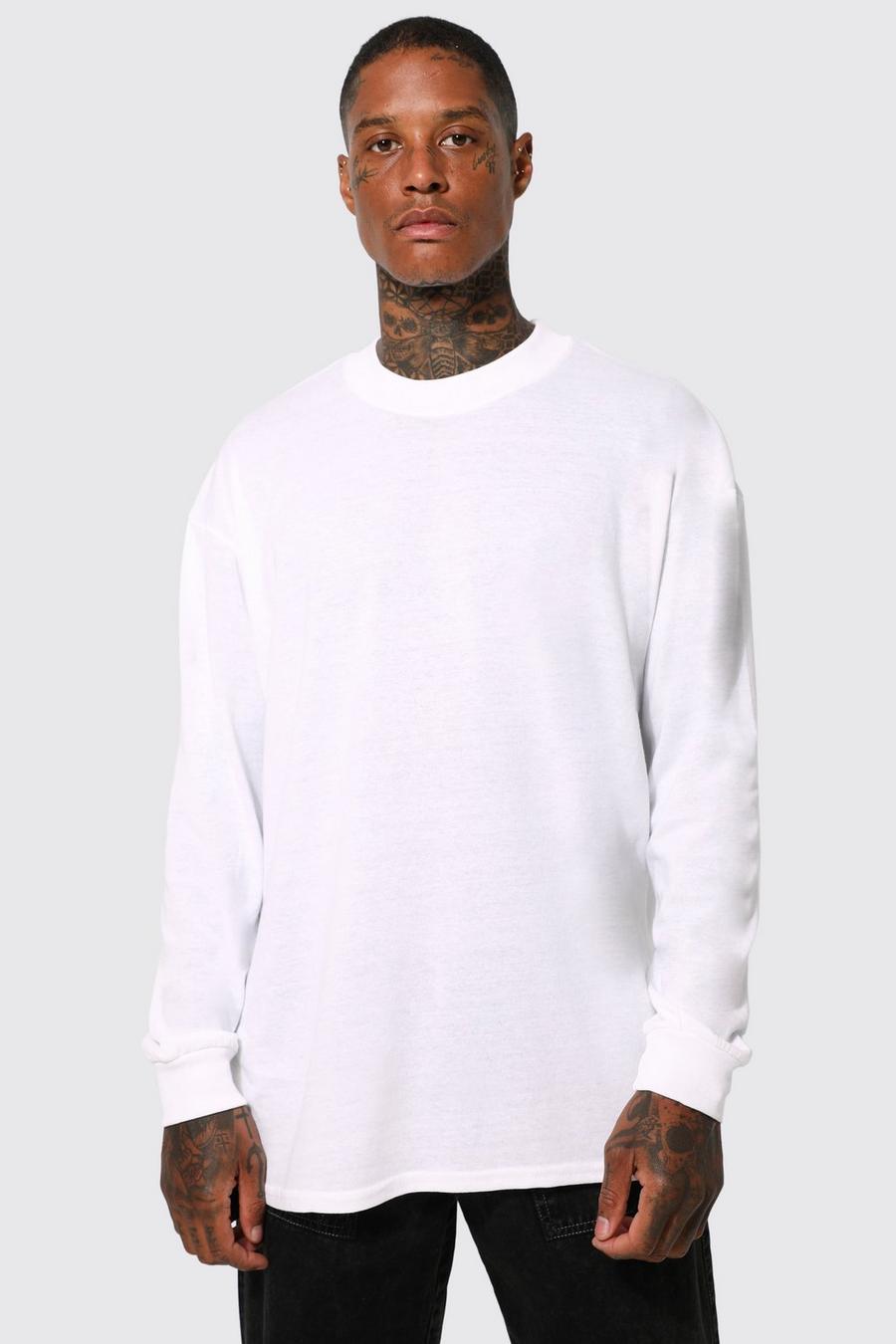 White Oversized Extended Neck Long Sleeve T-shirt image number 1