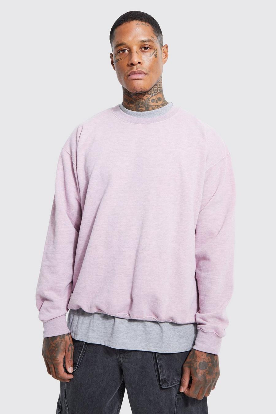 Pink Oversized Overdyed Marl Sweatshirt image number 1