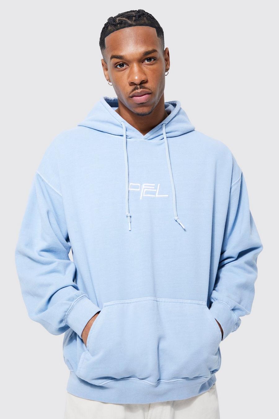 Pastel blue Ofcl Oversized Washed Hoodie image number 1