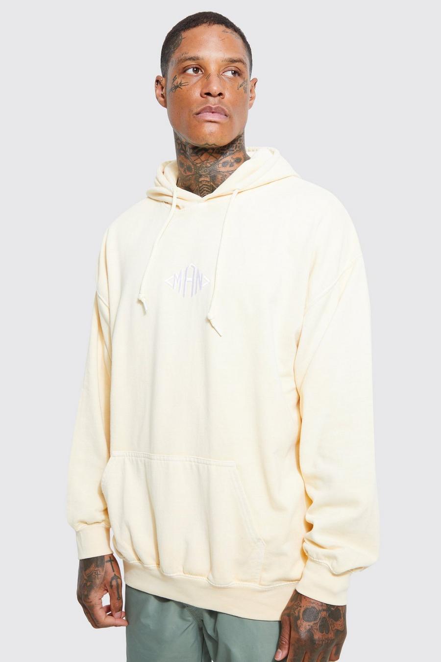 Yellow Man Oversized Washed Hoodie image number 1