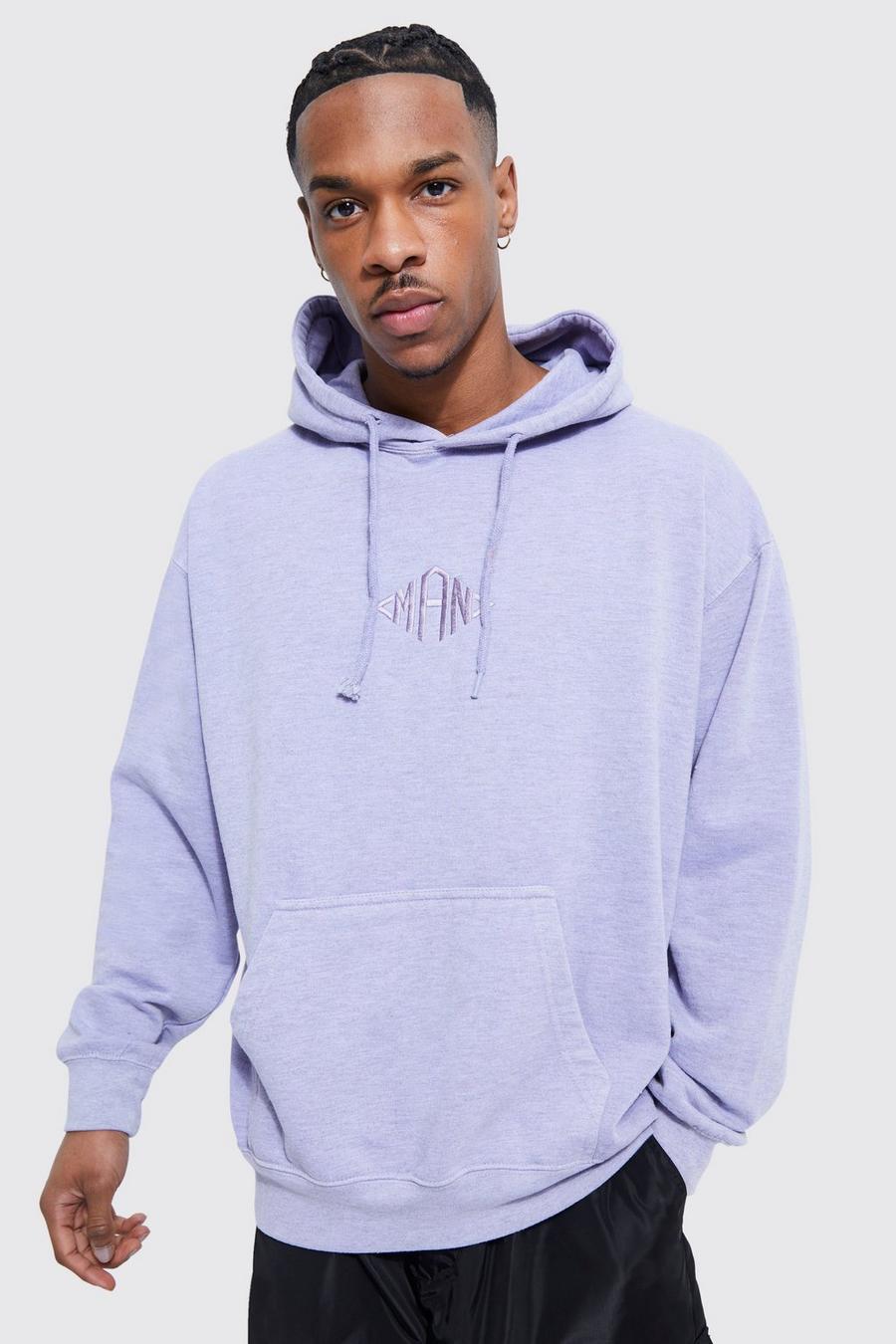 Lilac Man Oversized Overdyed Marl Hoodie image number 1