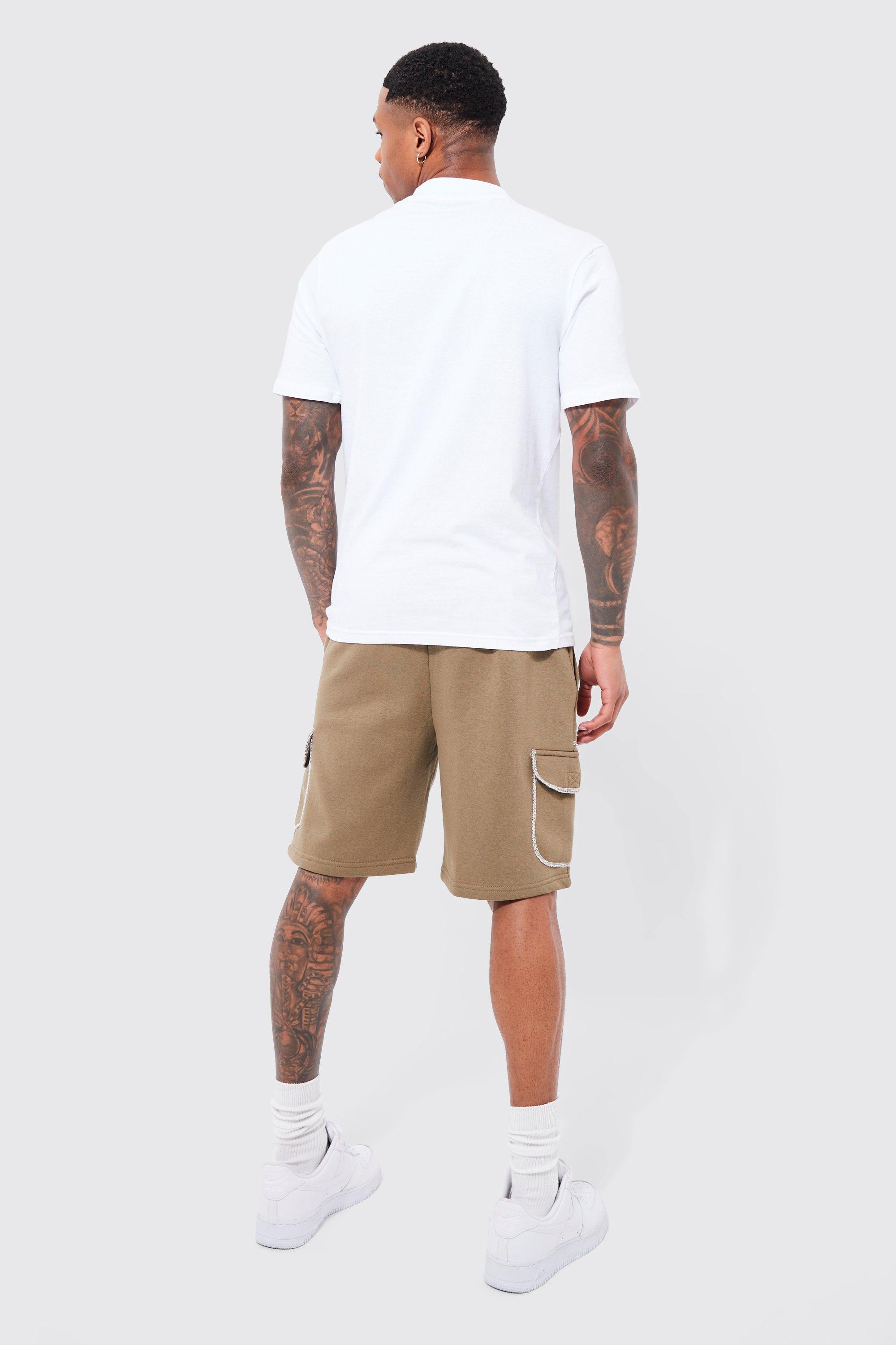 Loose khaki shorts on sale