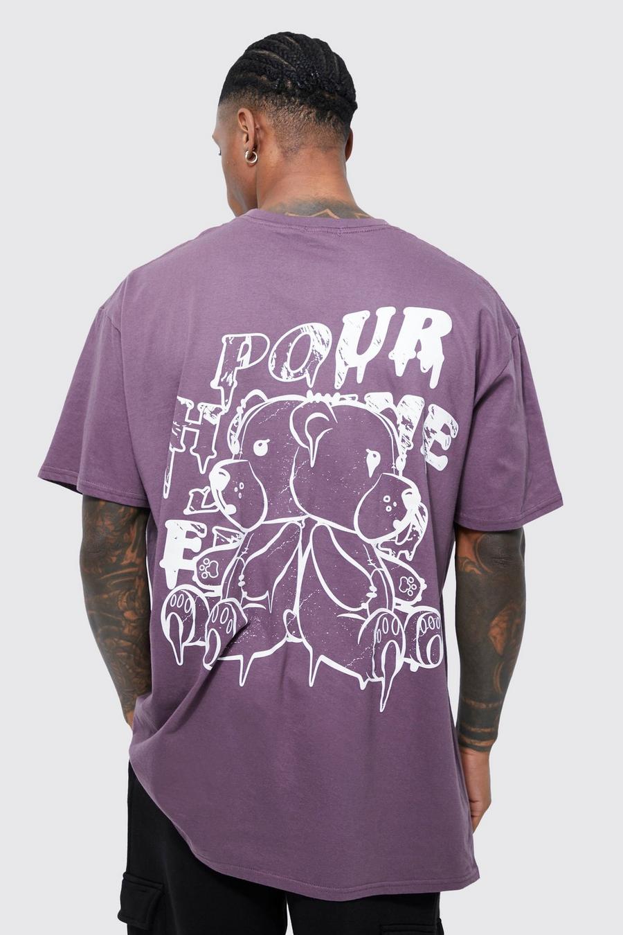 Violet Oversized Teddy Graphic T-shirt image number 1