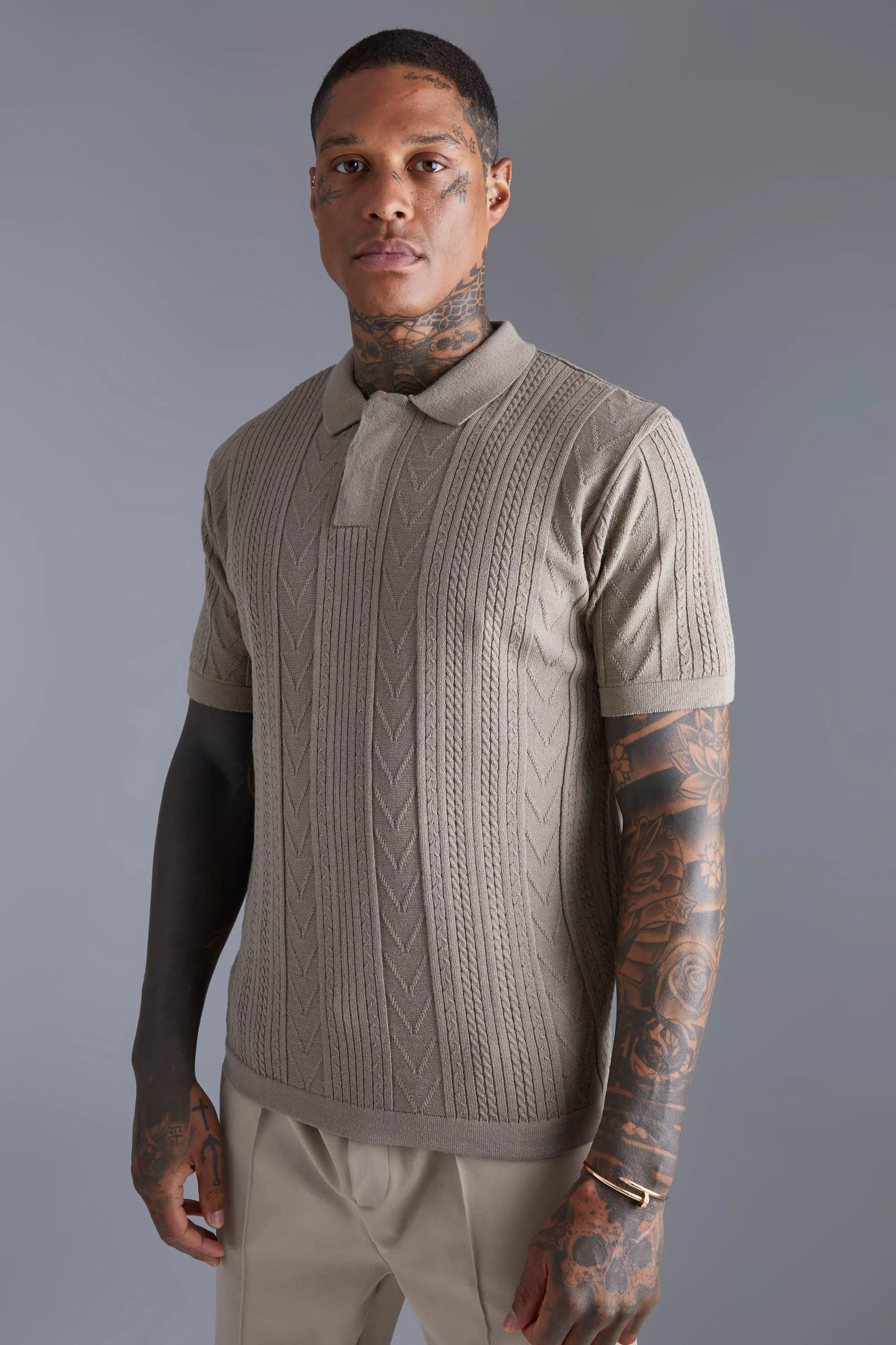Mini Lightweight Striped Texture Knitted Polo