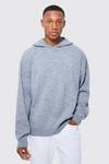 Brushed Boxy Dropped Shoulder Knitted Hoodie