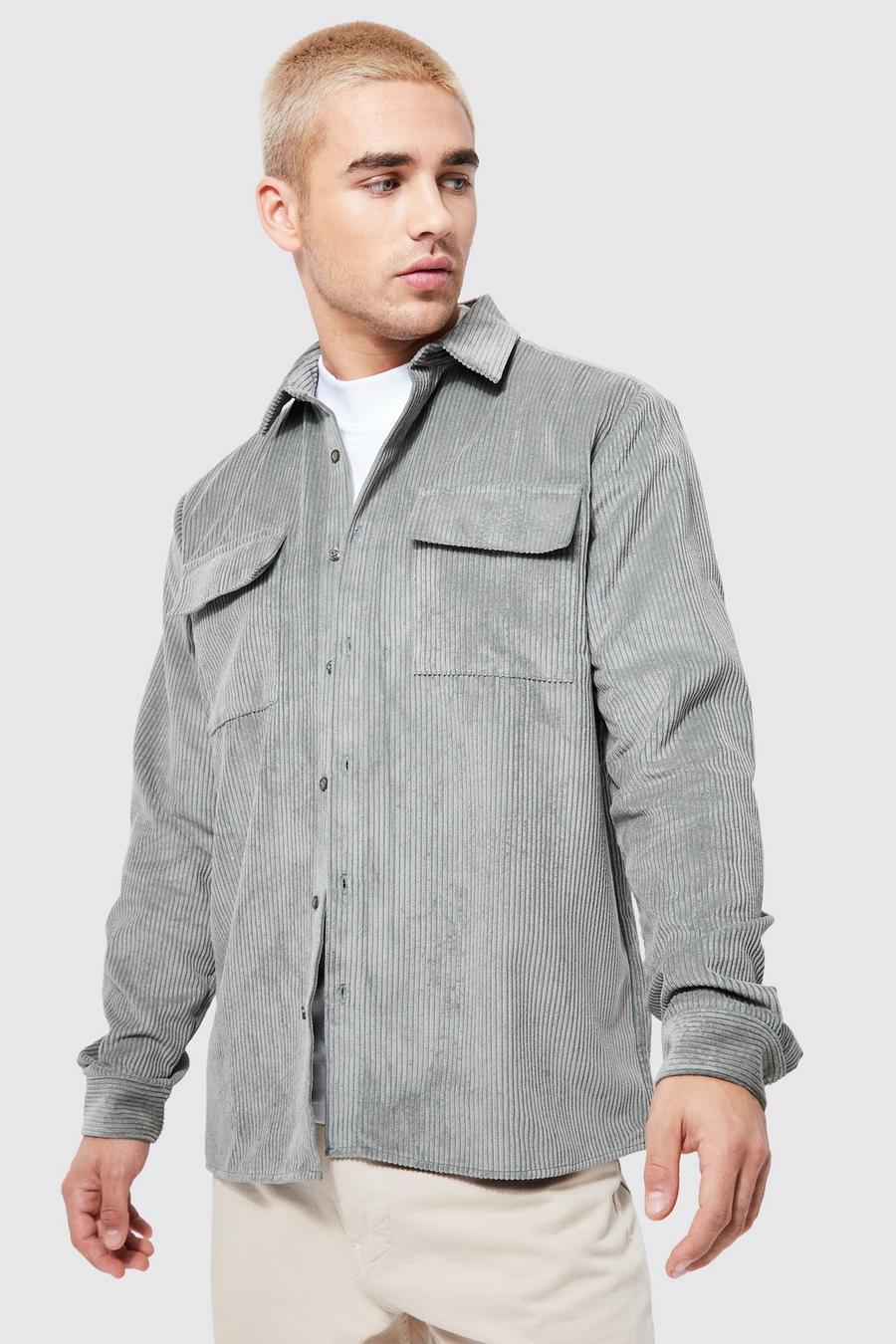Light grey grå Cord Overshirt