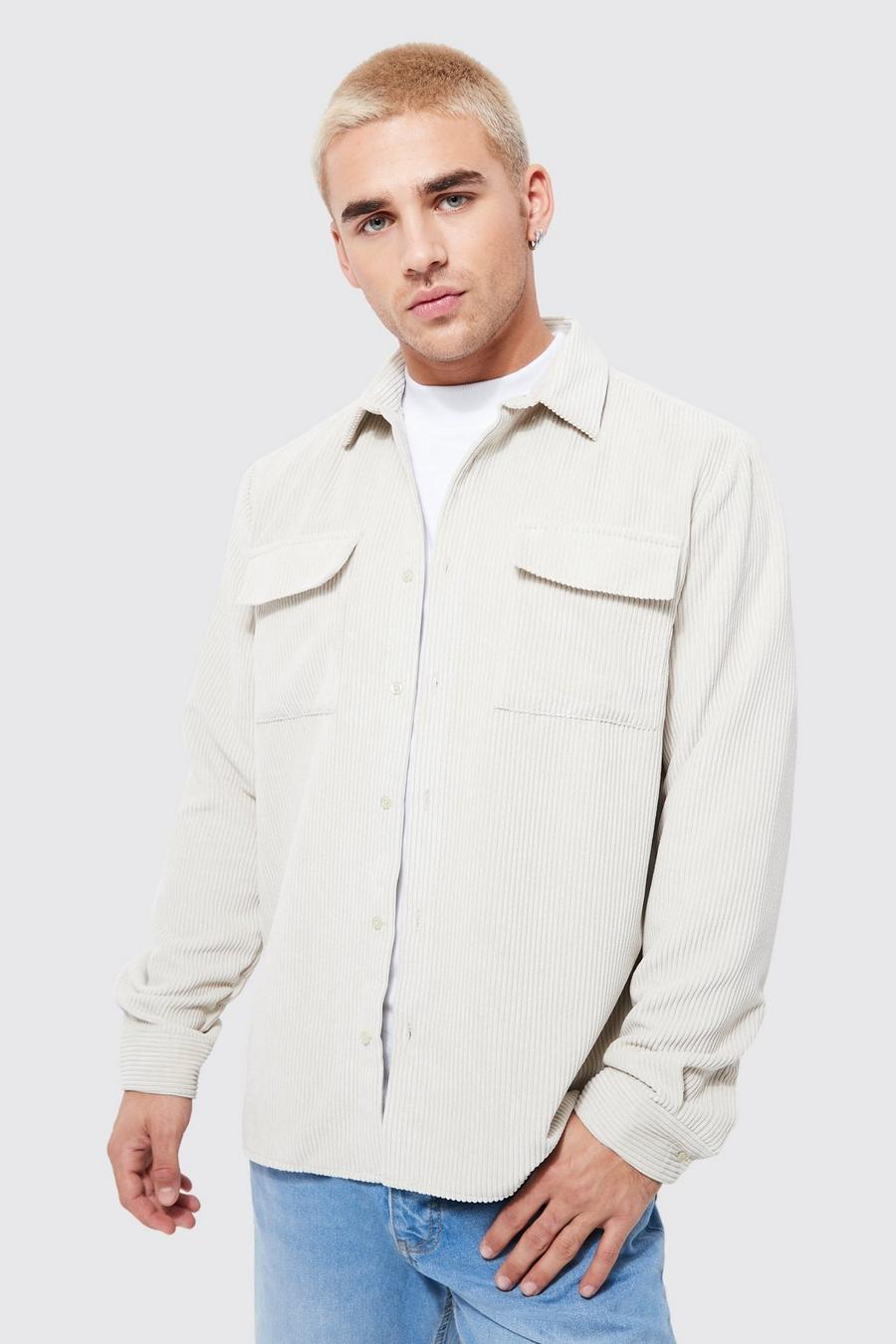 Ecru blanc Corduroy Overhemd