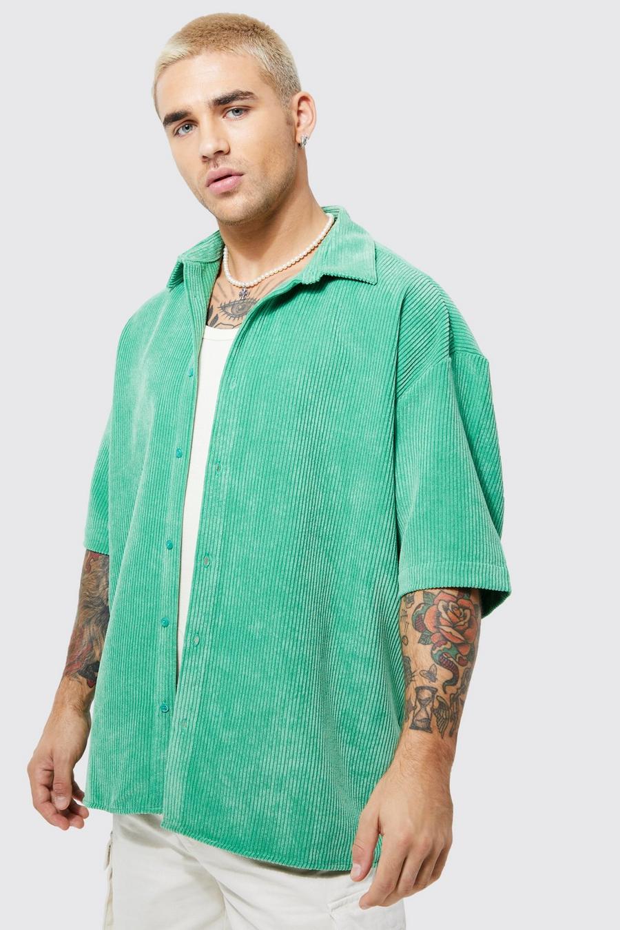 Sage green Boxy Oversized Cord Shirt