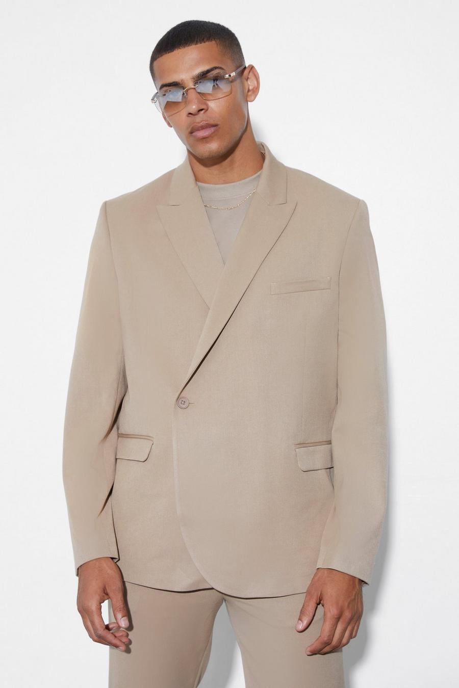 Camel Relaxed Fit Wrap Suit Jacket image number 1