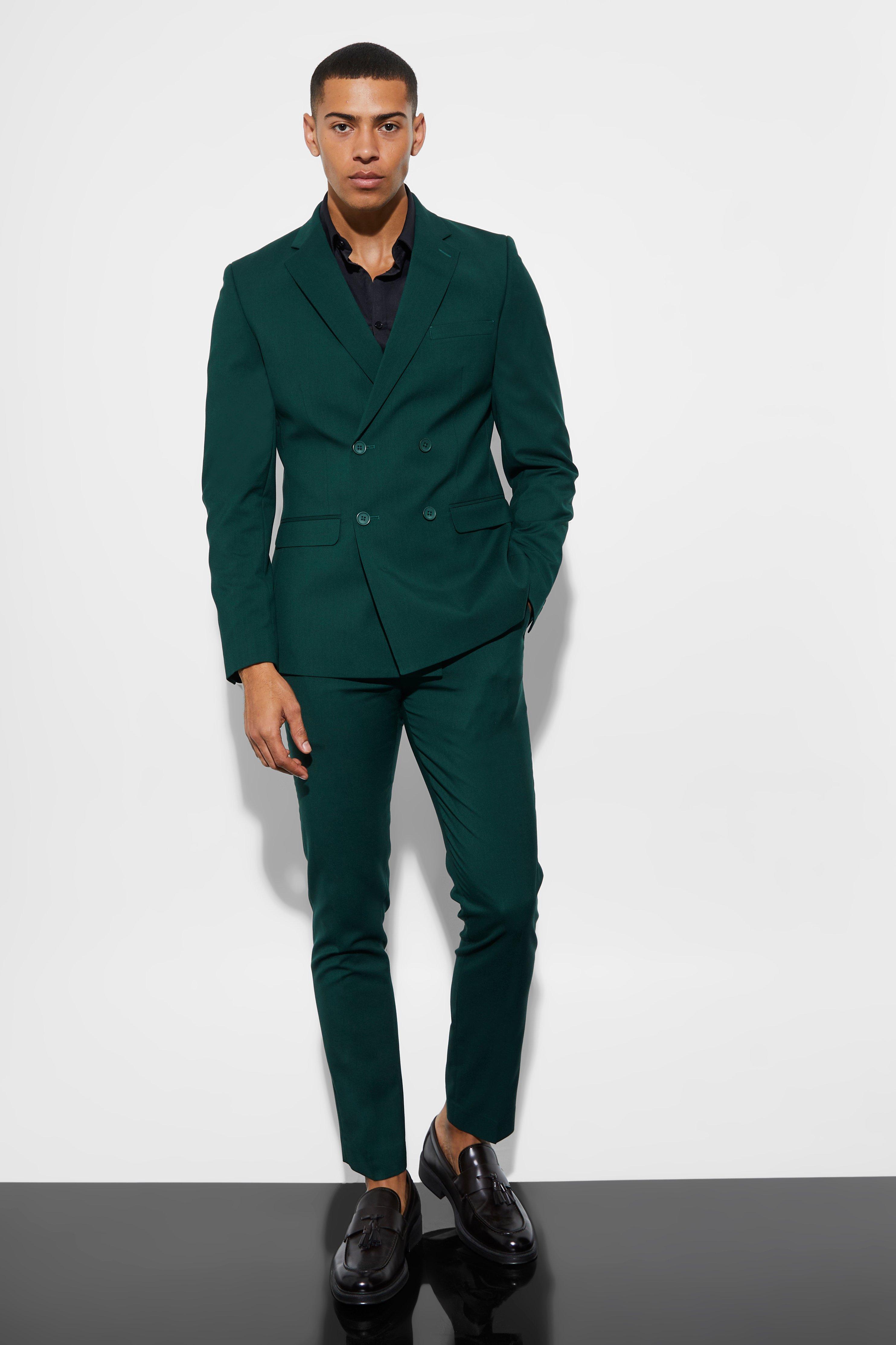 Mens green clearance double breasted suit