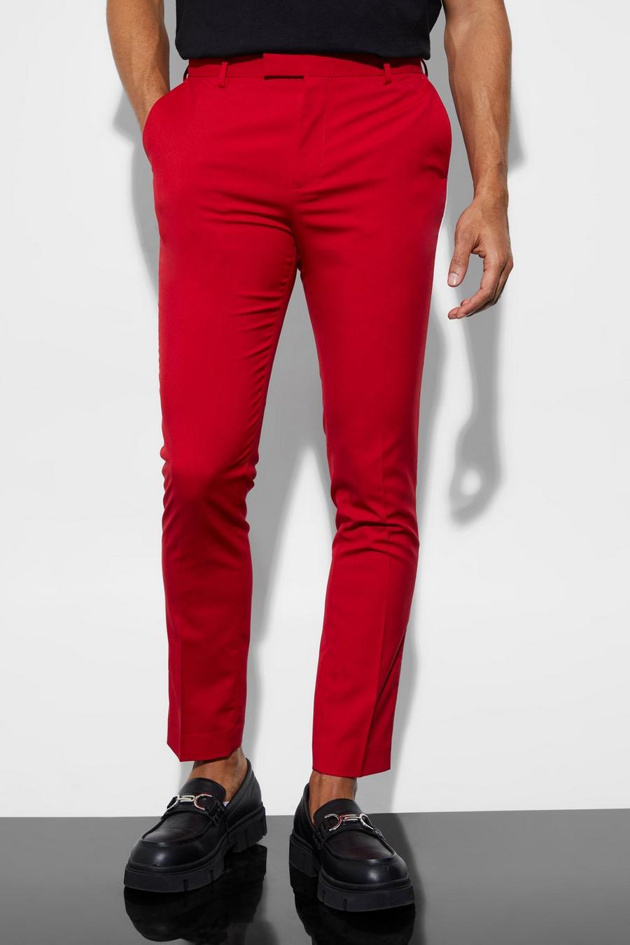 Red Skinny Suit Trousers image number 1