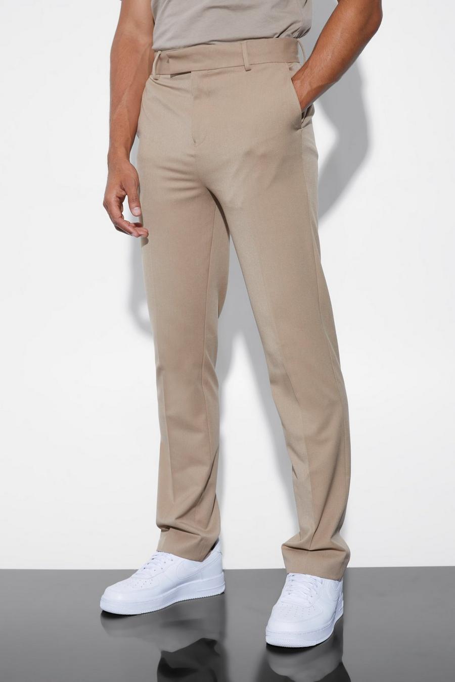 Camel beis Straight Leg Suit Trousers