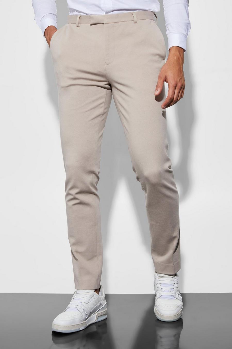 Beige Jersey Skinny Suit Trousers image number 1