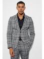 Black Skinny Fit Single Breasted Check Suit Jacket
