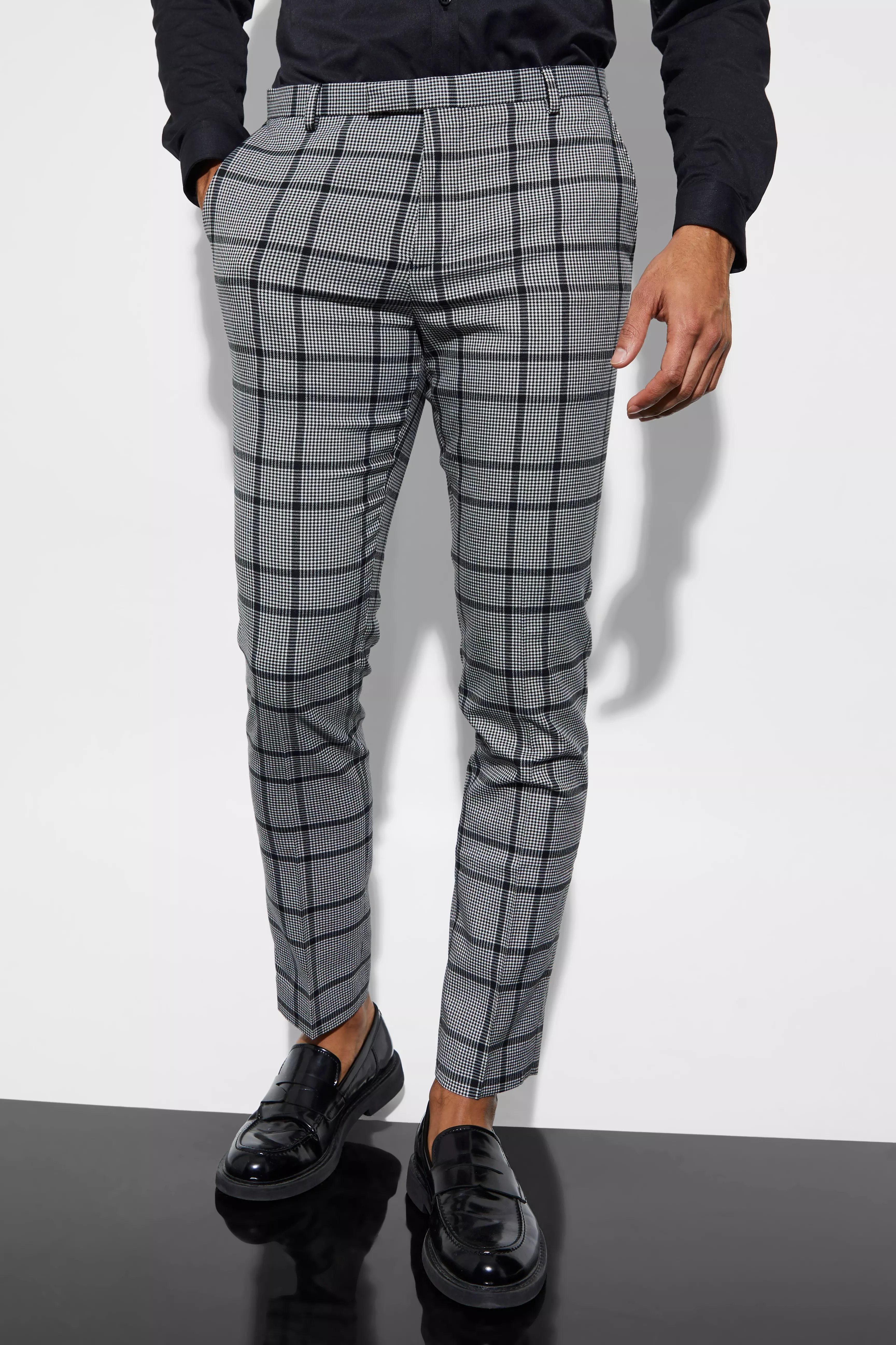 Skinny sales checked trousers