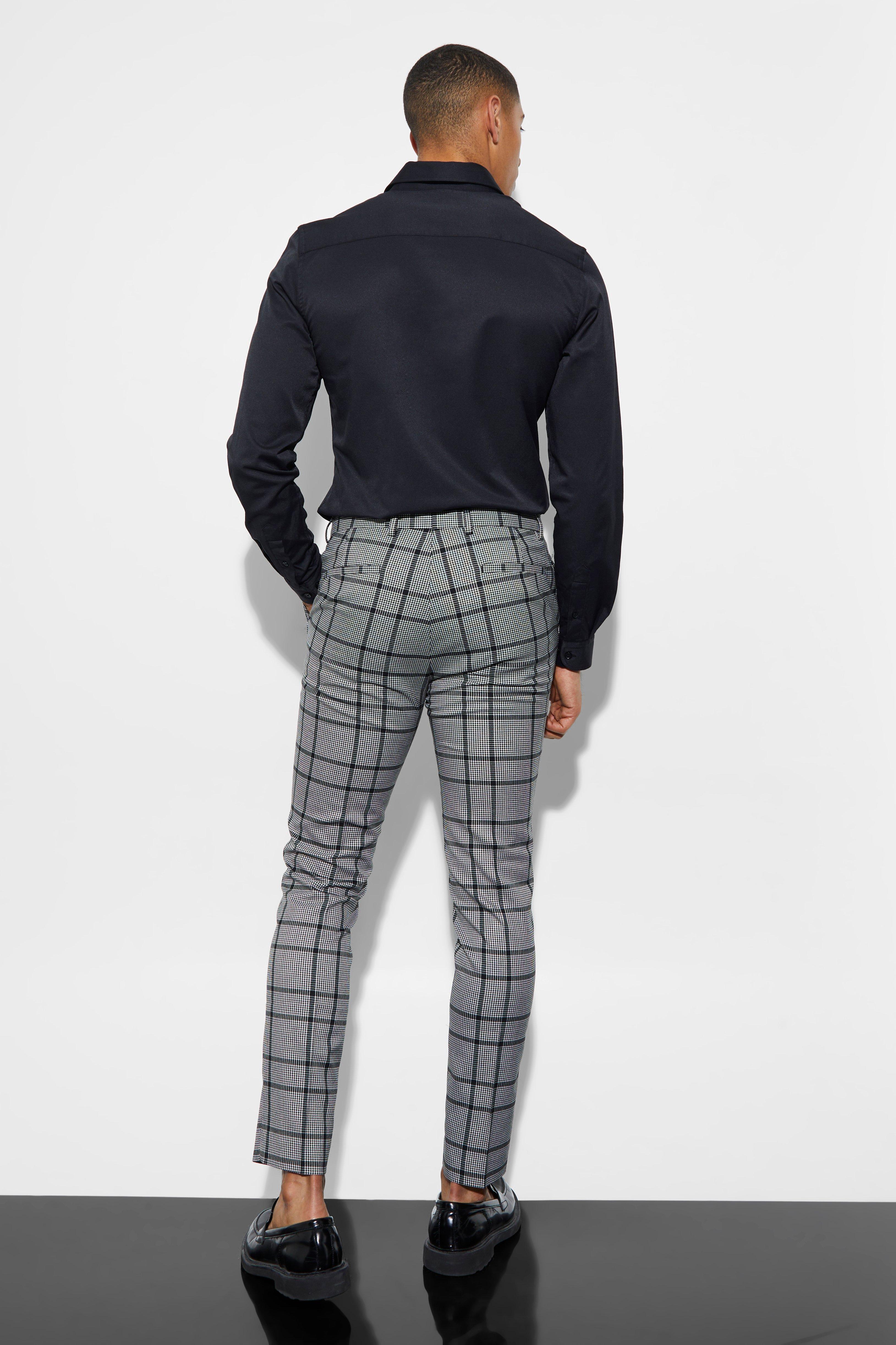 Checkered trousers mens sales black and white