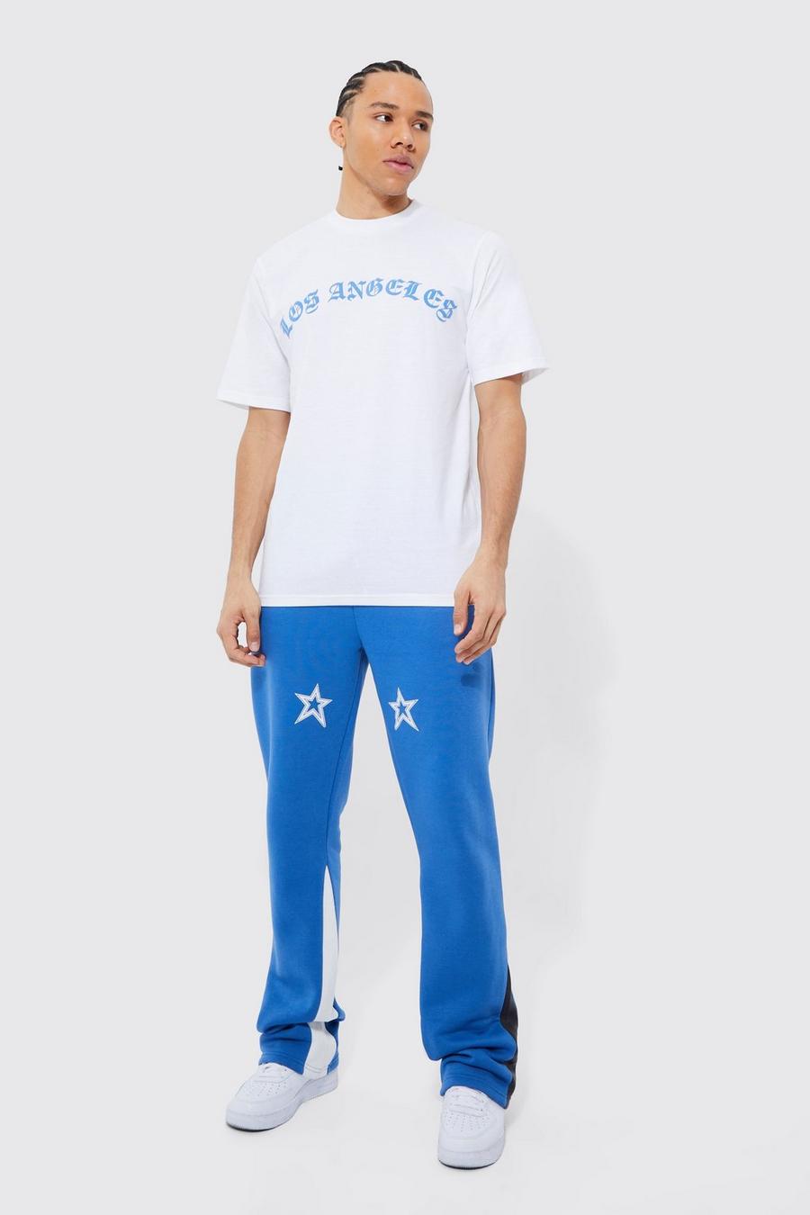 Tuta sportiva T-shirt Tall a blocchi di colore con caratteri gotici, Cobalt image number 1