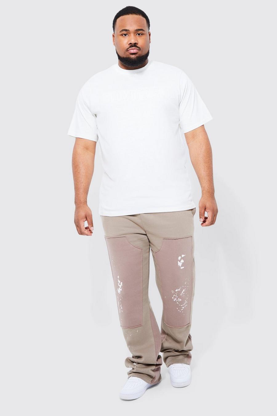 Stone beige Plus Embossed Gusset T-shirt Tracksuit image number 1
