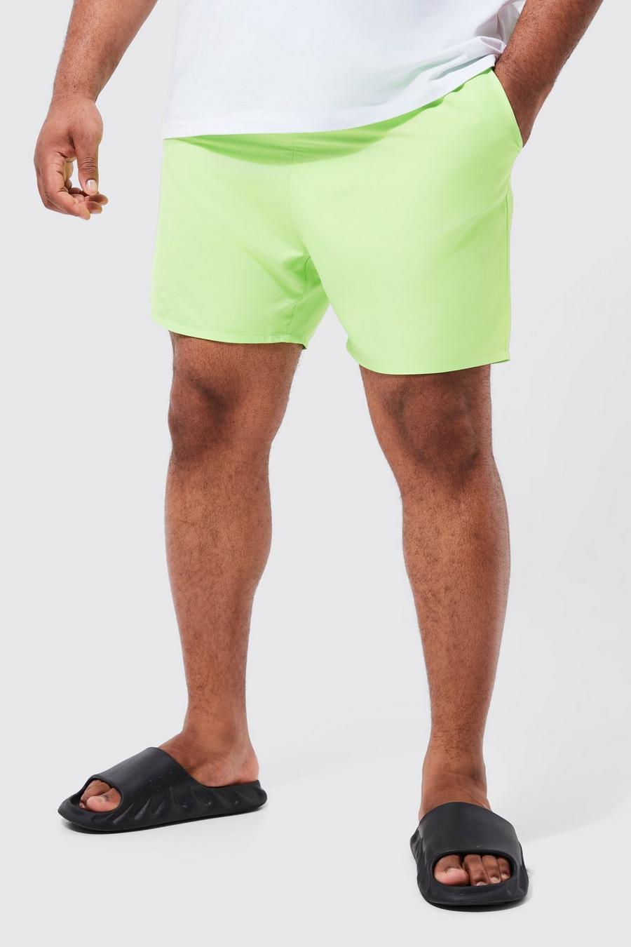 Costume a pantaloncino medio Plus Size in tinta unita, Neon-green fluo image number 1