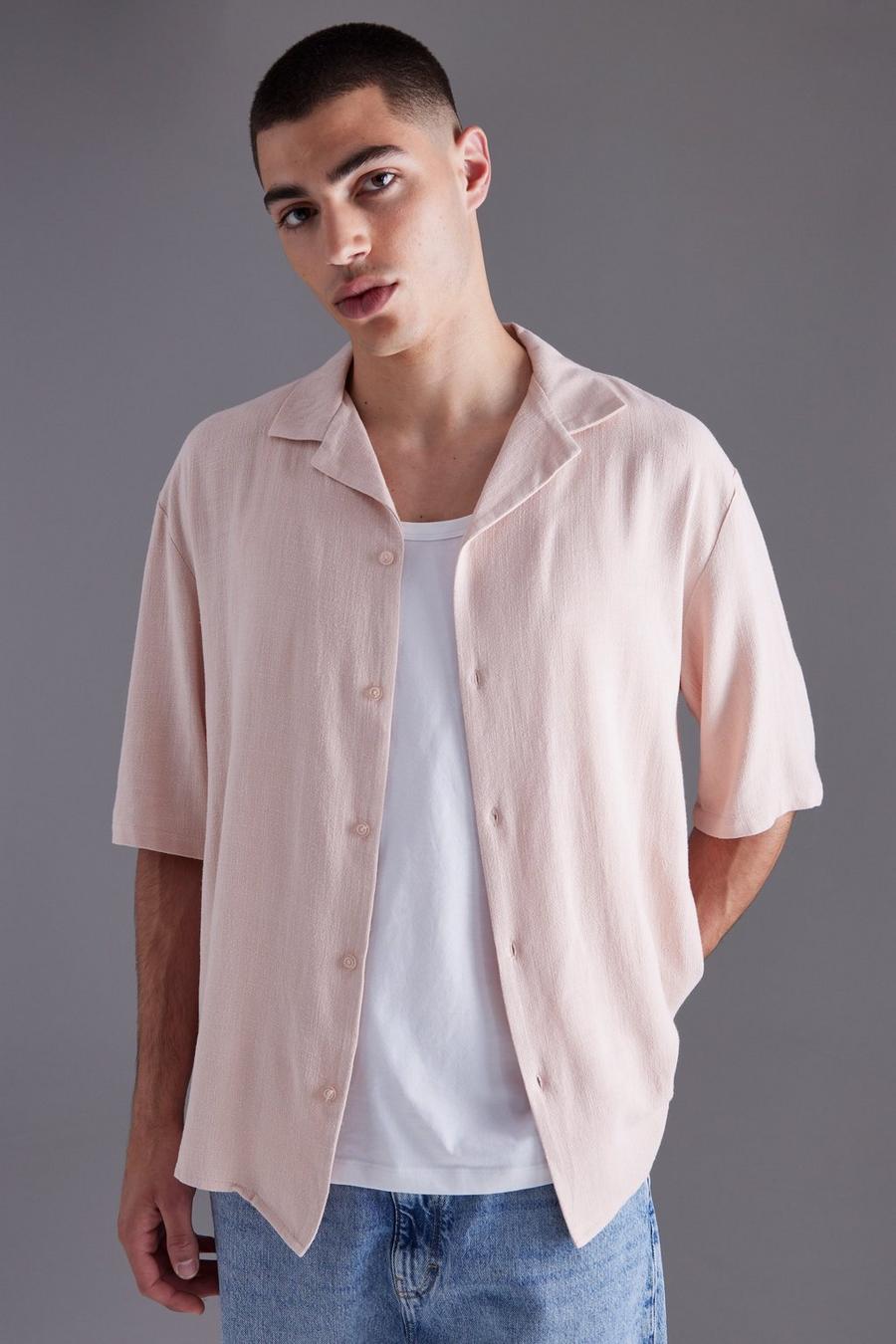 Pale pink Linneskjorta med bowlingkrage