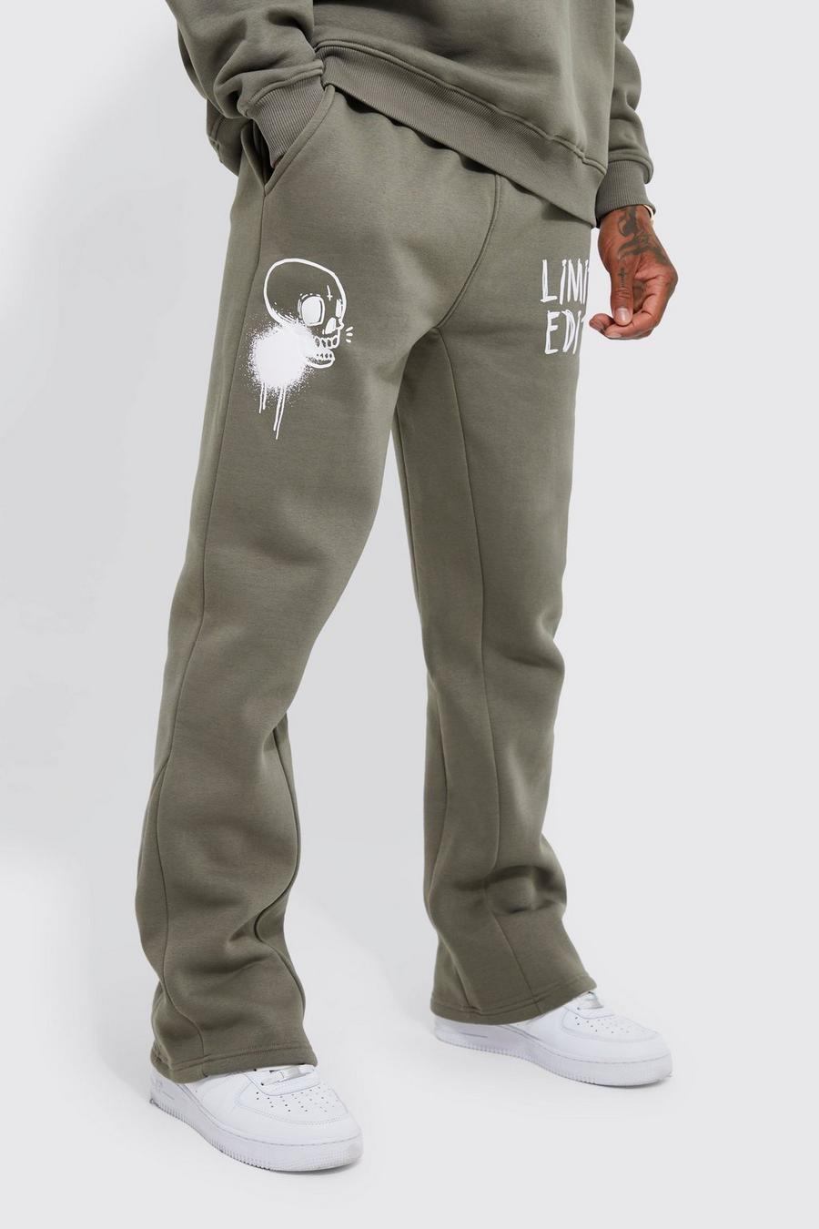 Olive green Slim Fit Official Graffiti Contrast Gusset Jogger