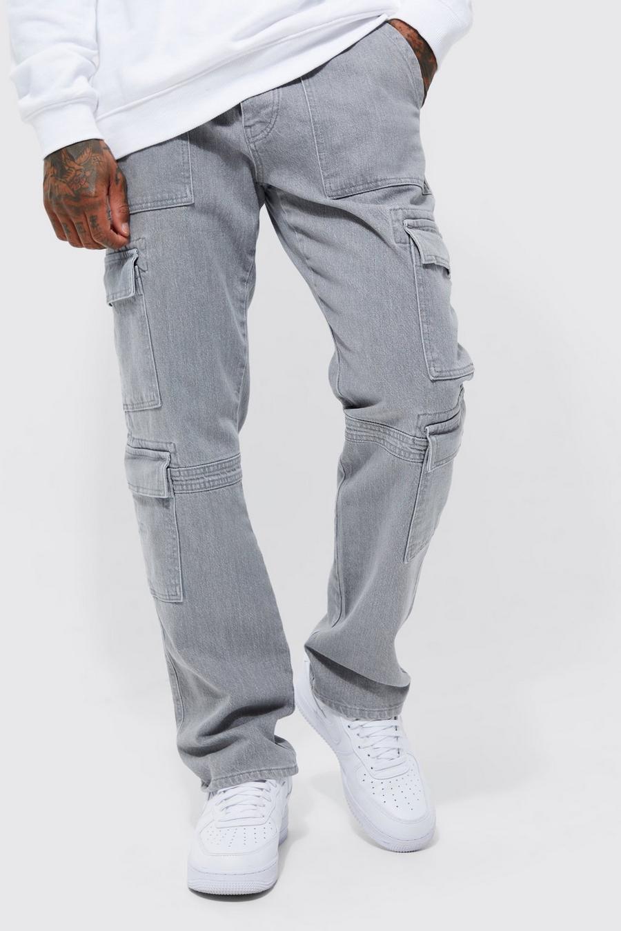 Ice grey Relaxed Rigid Multi Cargo Pocket Jean