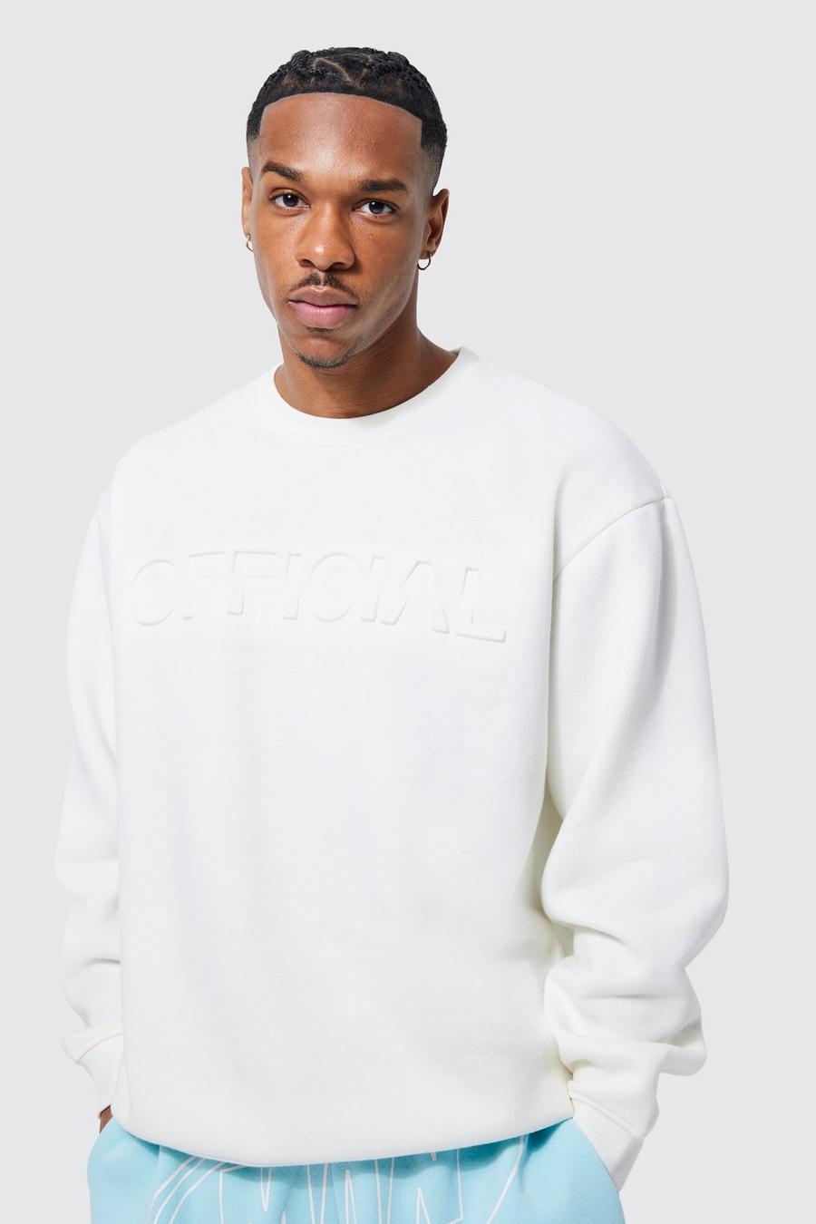 Ecru white Oversized Official Embossed Sweat