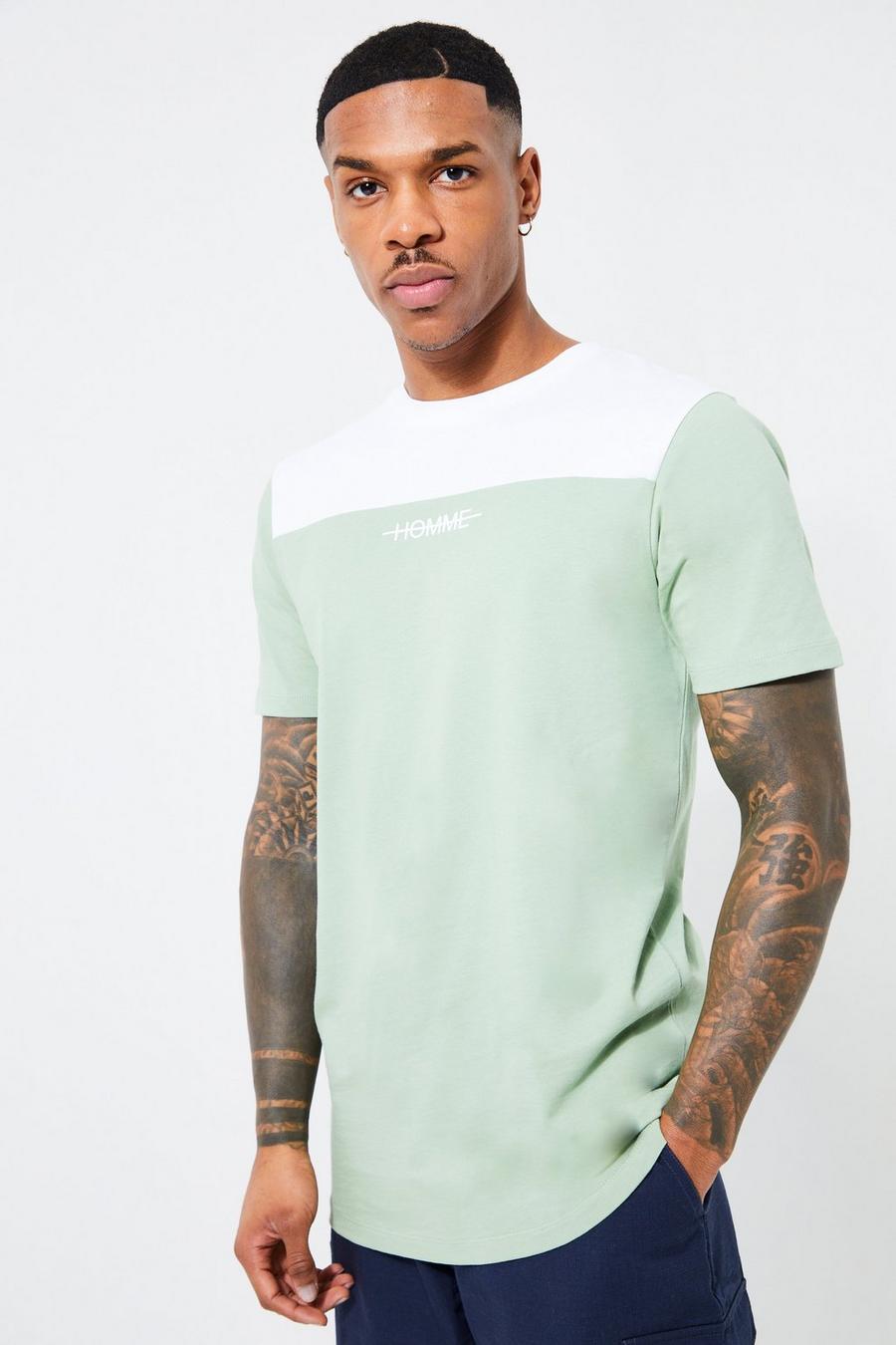 Sage Slim Fit Homme Colour Block T-shirt image number 1