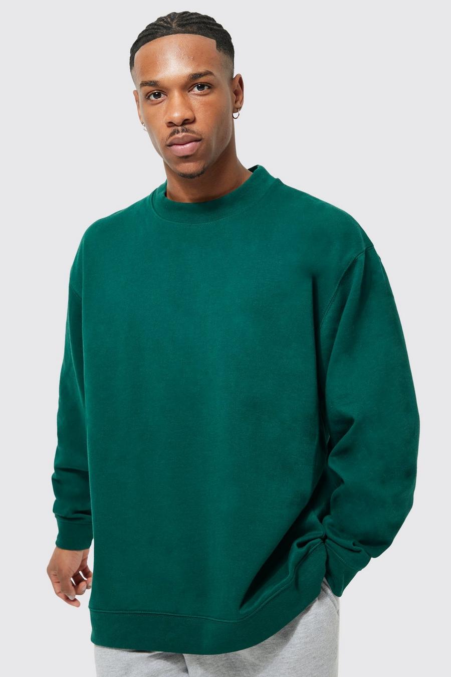 Green Basic Oversized Extended Neck Sweatshirt image number 1