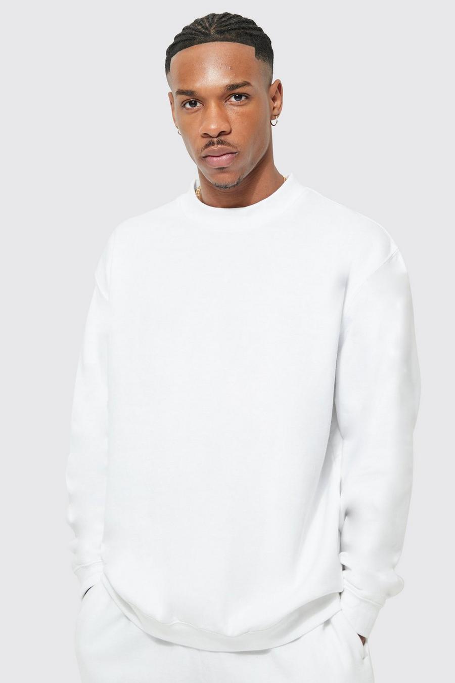 White Basic Oversized Extended Neck Sweatshirt image number 1