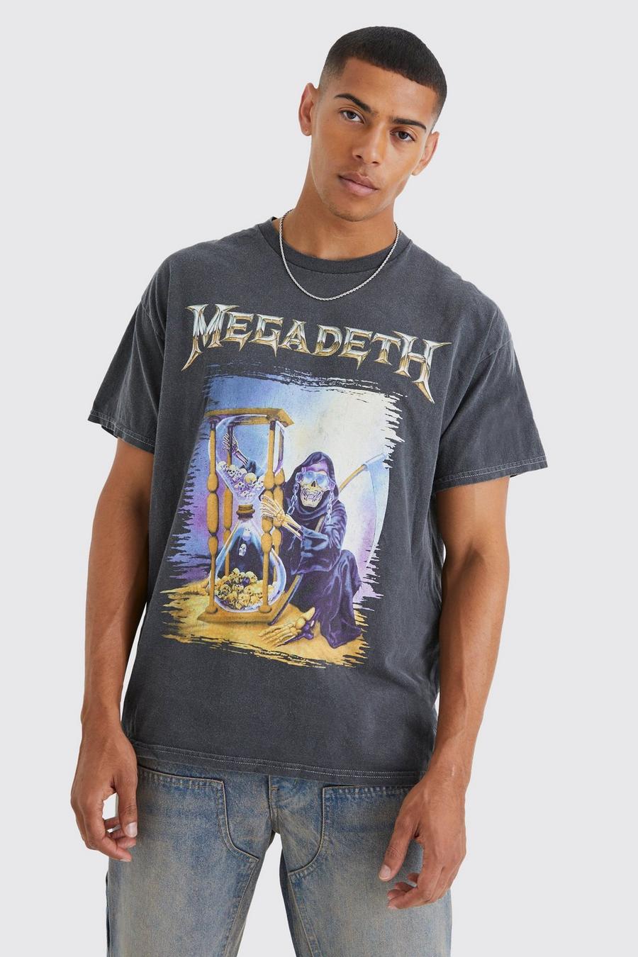 Charcoal grey Oversized Megadeth Overdye License T-shirt