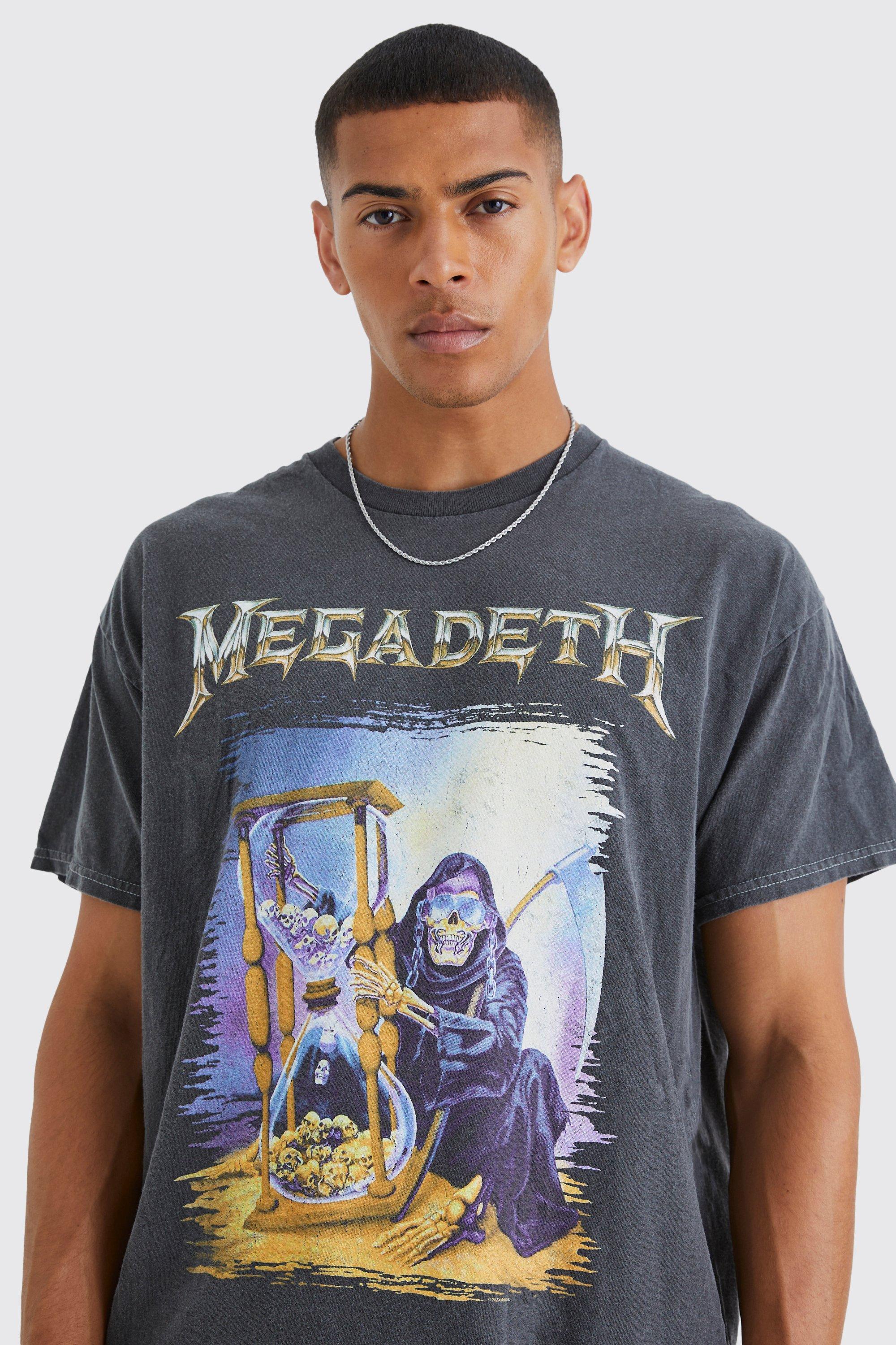 Men's Oversized Megadeth Overdye License T-shirt | Boohoo UK