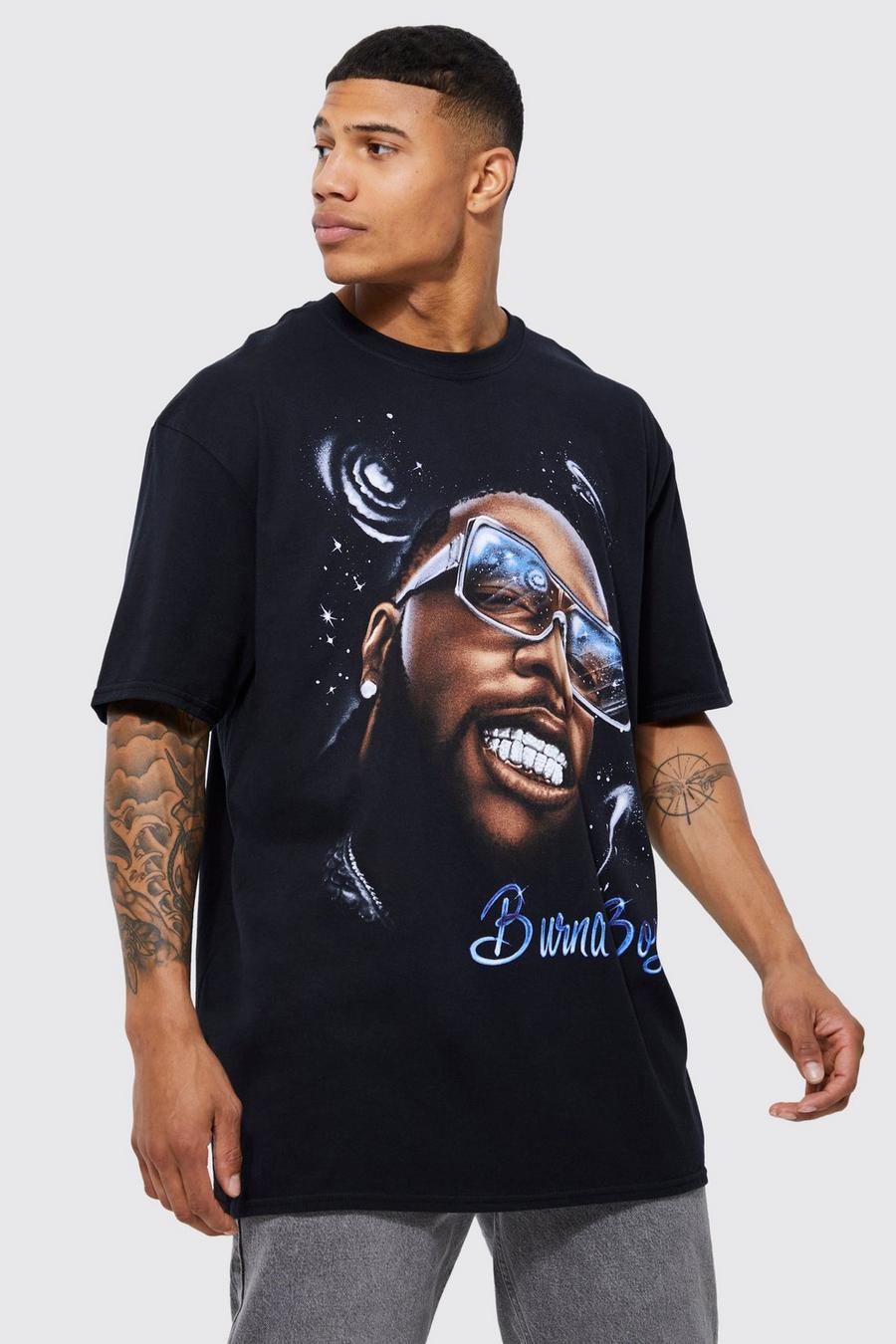 T-shirt oversize à imprimé Burna Boy, Black image number 1