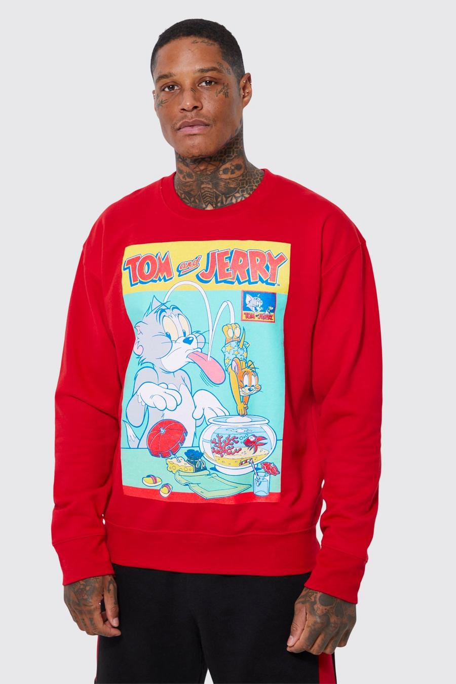 Oversized Tom & Jerry License Sweatshirt, Red rojo