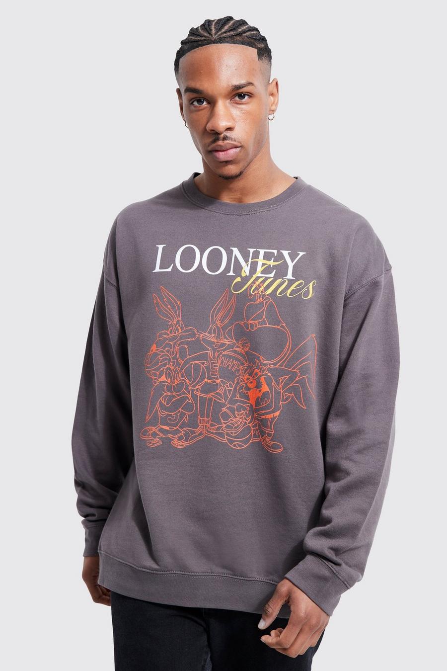 Charcoal Oversized Looney Tunes License Sweatshirt image number 1