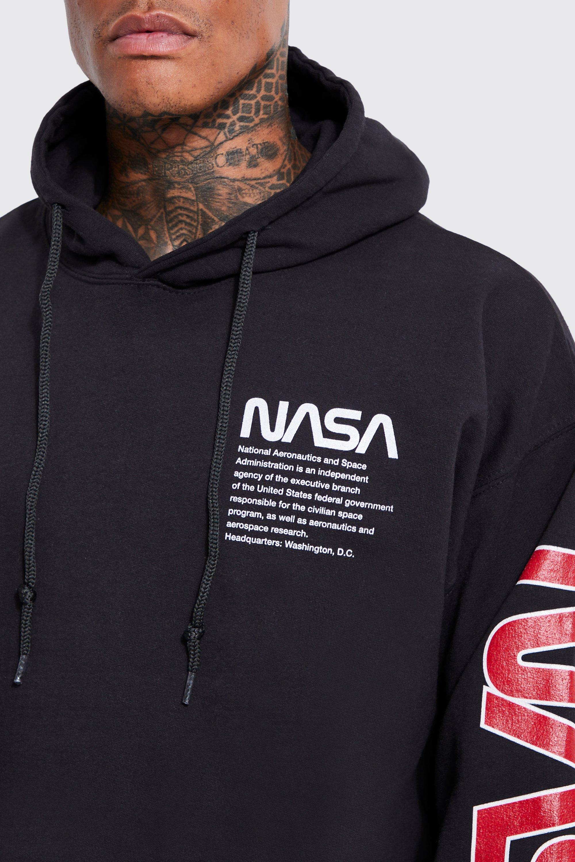 Oversized Nasa Sleeve Print License Hoodie