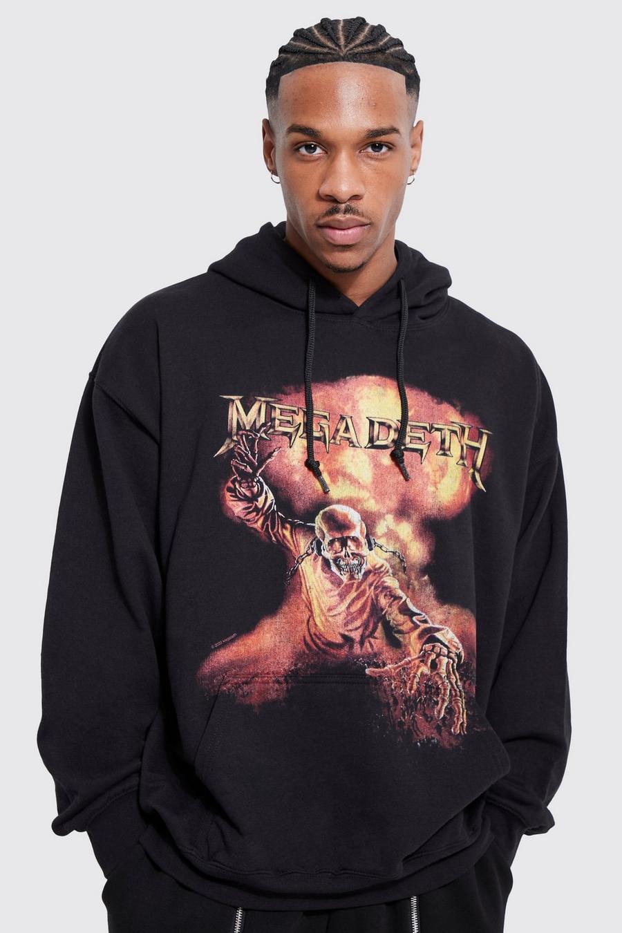 Sudadera oversize con capucha y estampado de Megadeth, Black image number 1