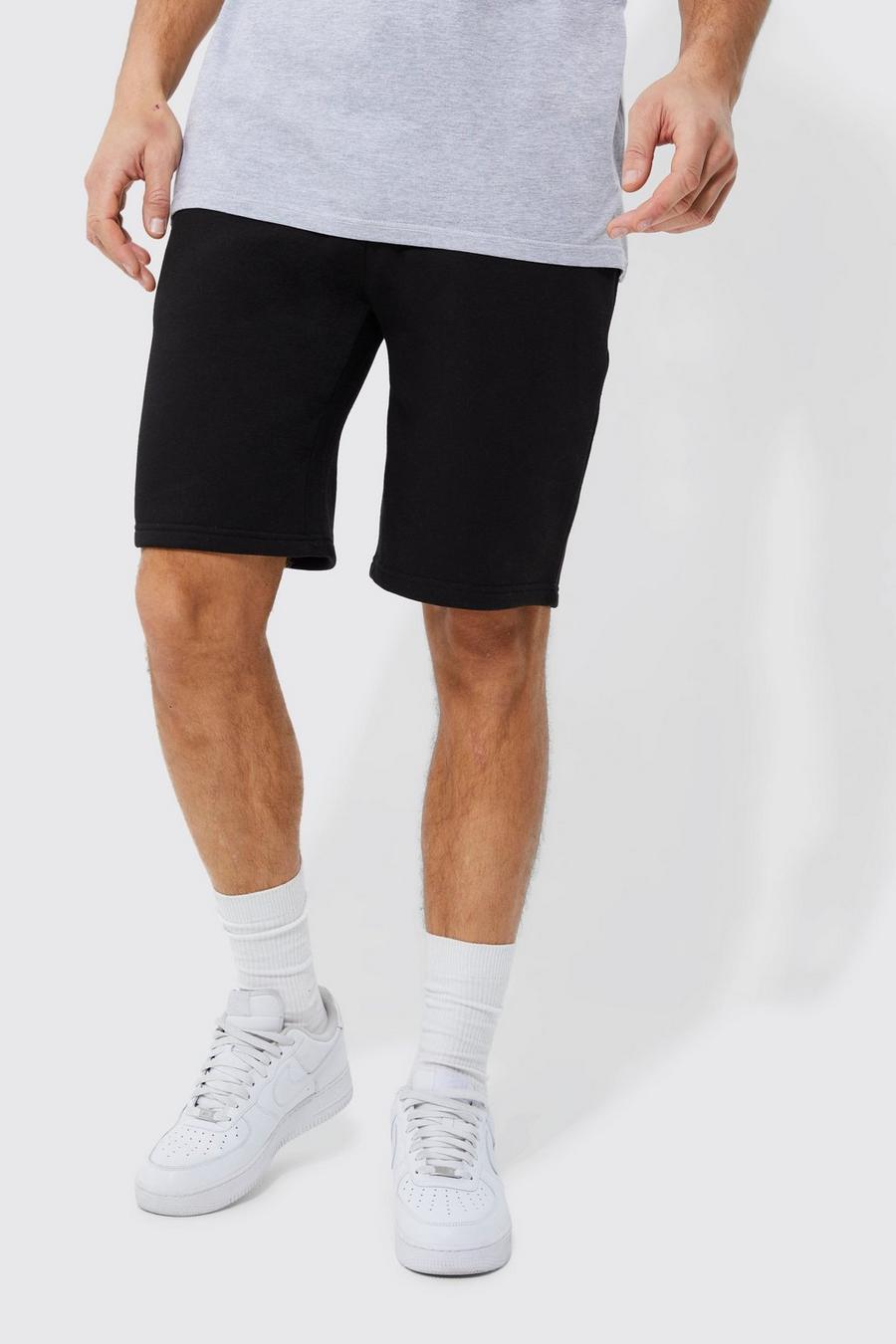 Tall Shorts mit Roman Man Logo-Bund, Black image number 1